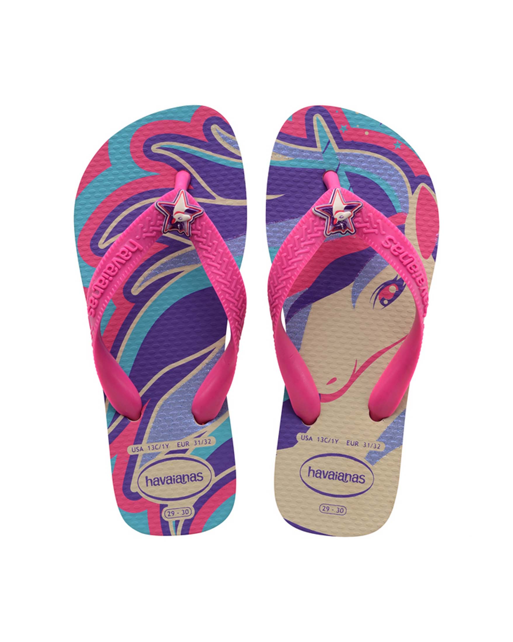 Havaianas Kids Fantasy con stampa unicorno e cinturino fucsia 