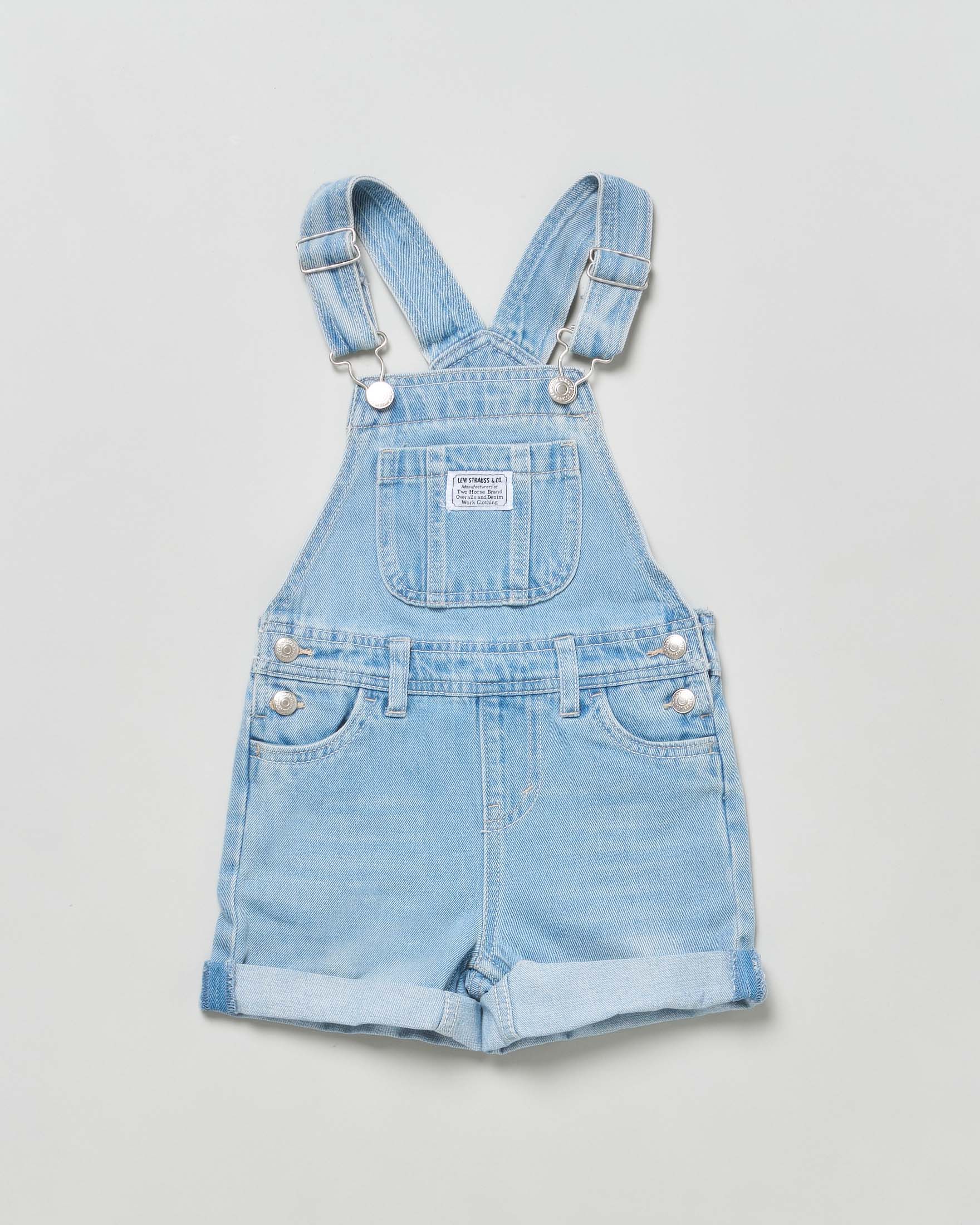 Salopette Levi's in denim di cotone a lavaggio chiaro super stone washed