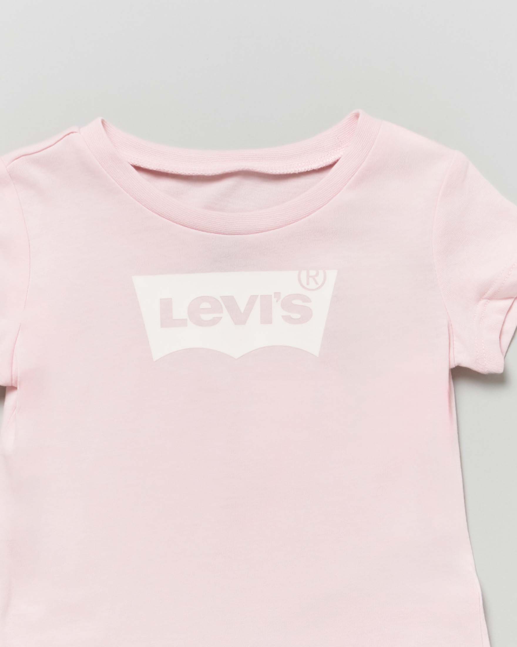 T-shirt rosa a maniche corte con logo batwing bianco  image