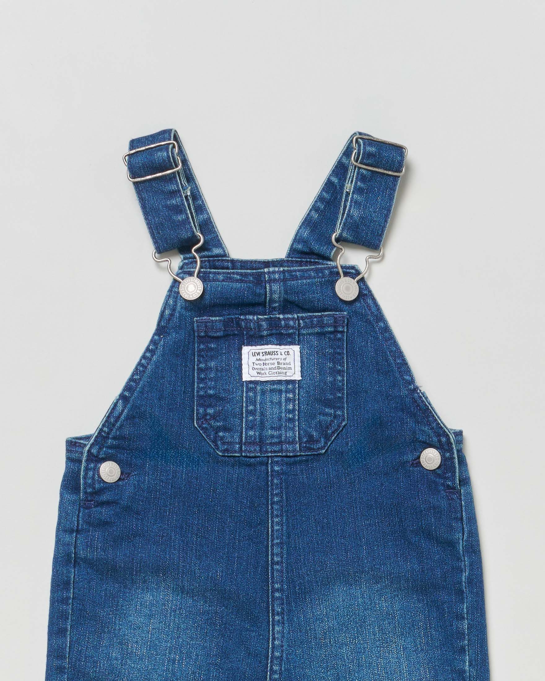 Salopette in denim di cotone a lavaggio medio stone washed 