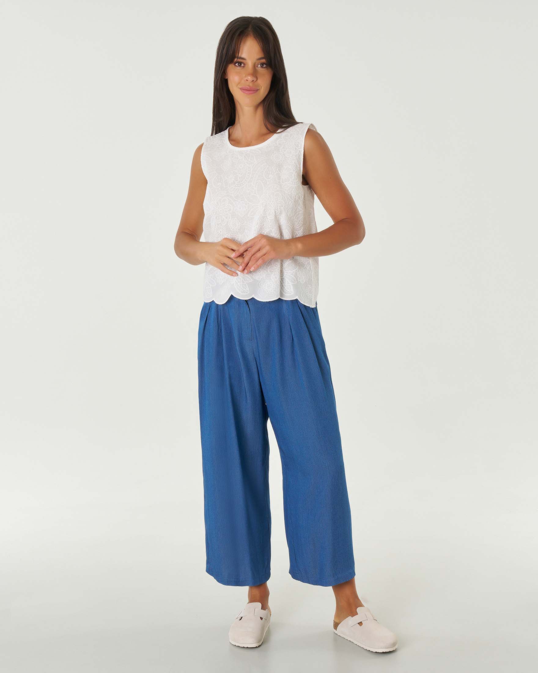 Canotta Smanicata Scollo a V in Cotone Bright Cotton