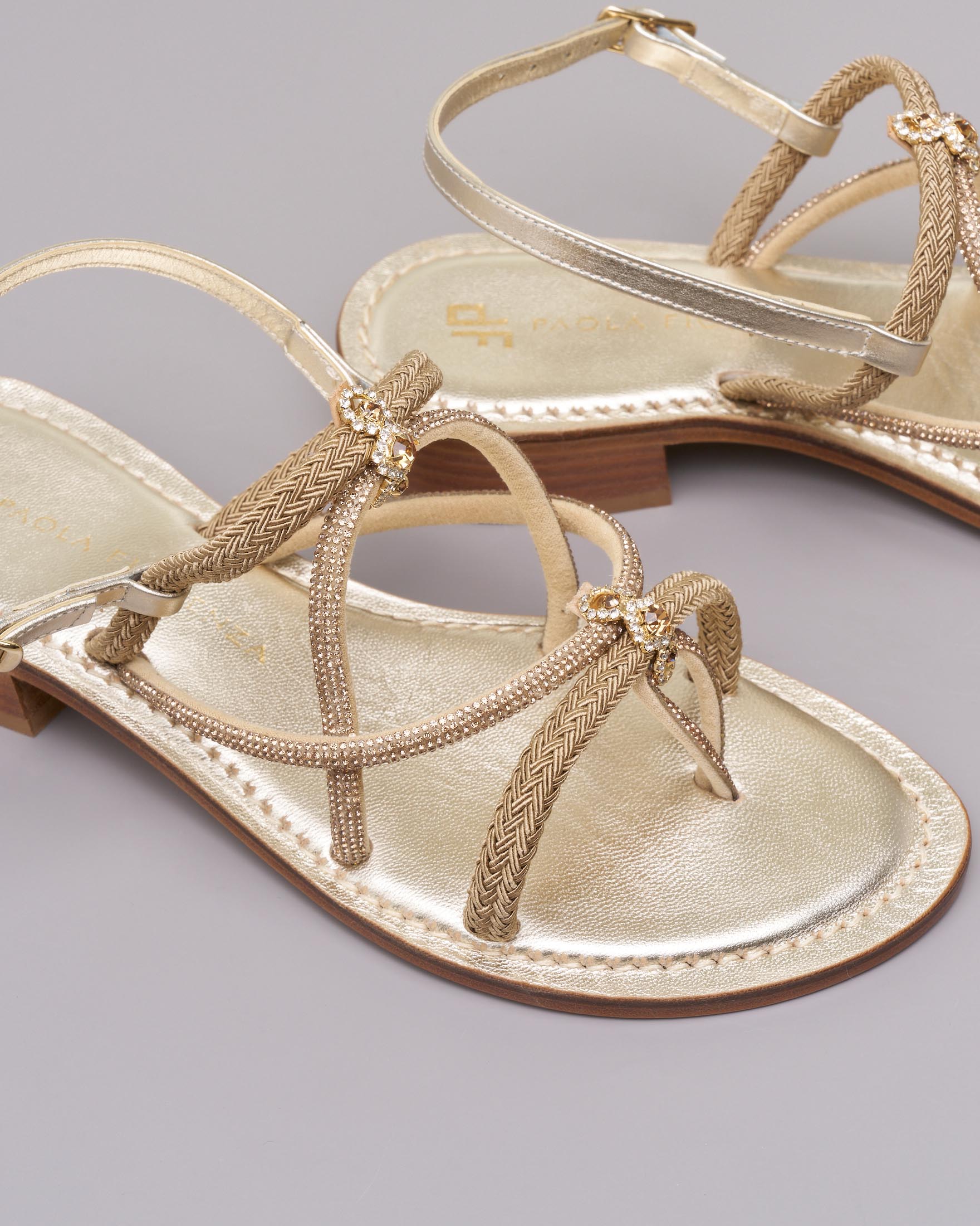 Sandals Sandali Infradito Dorati Sandali Infradito Intrecciati