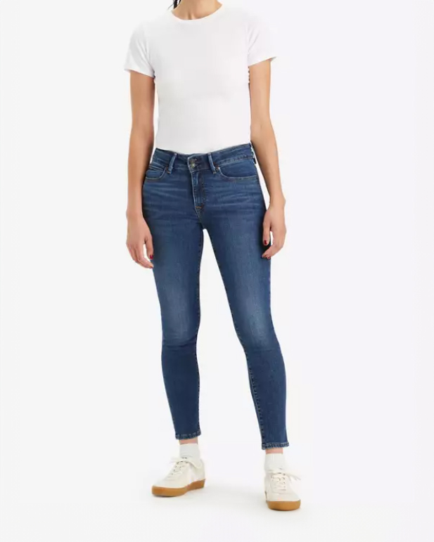 Jeans 711® skinny a vita media in cotone stretch lavaggio scuro stone washed