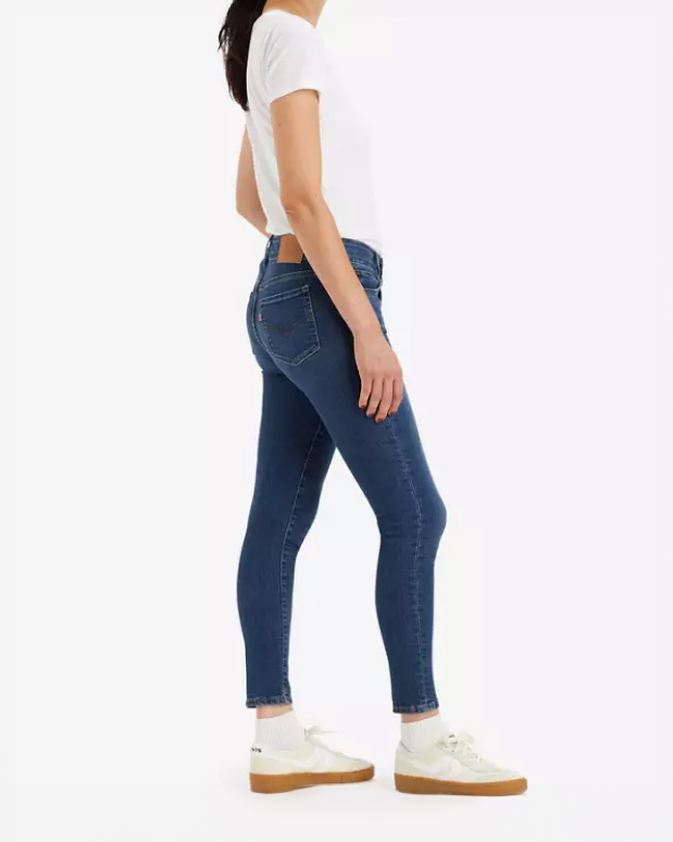 Jeans 711® skinny a vita media in cotone stretch lavaggio scuro stone washed image