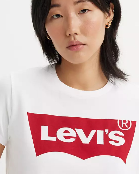 T-shirt girocollo bianca in puro cotone con maxi-logo batwig rosso stampato sul petto image