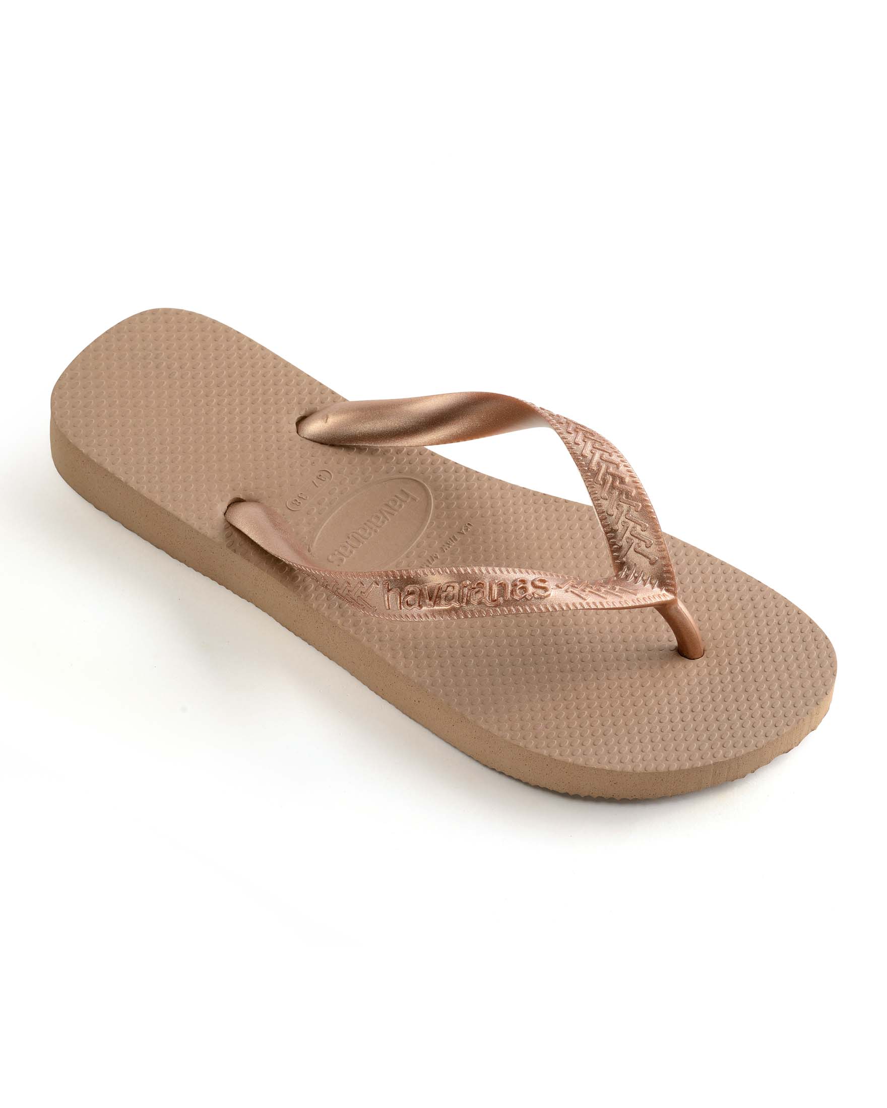 Havaianas Top Tiras color oro rosa con fascette spesse metallizzate con logo in rilievo