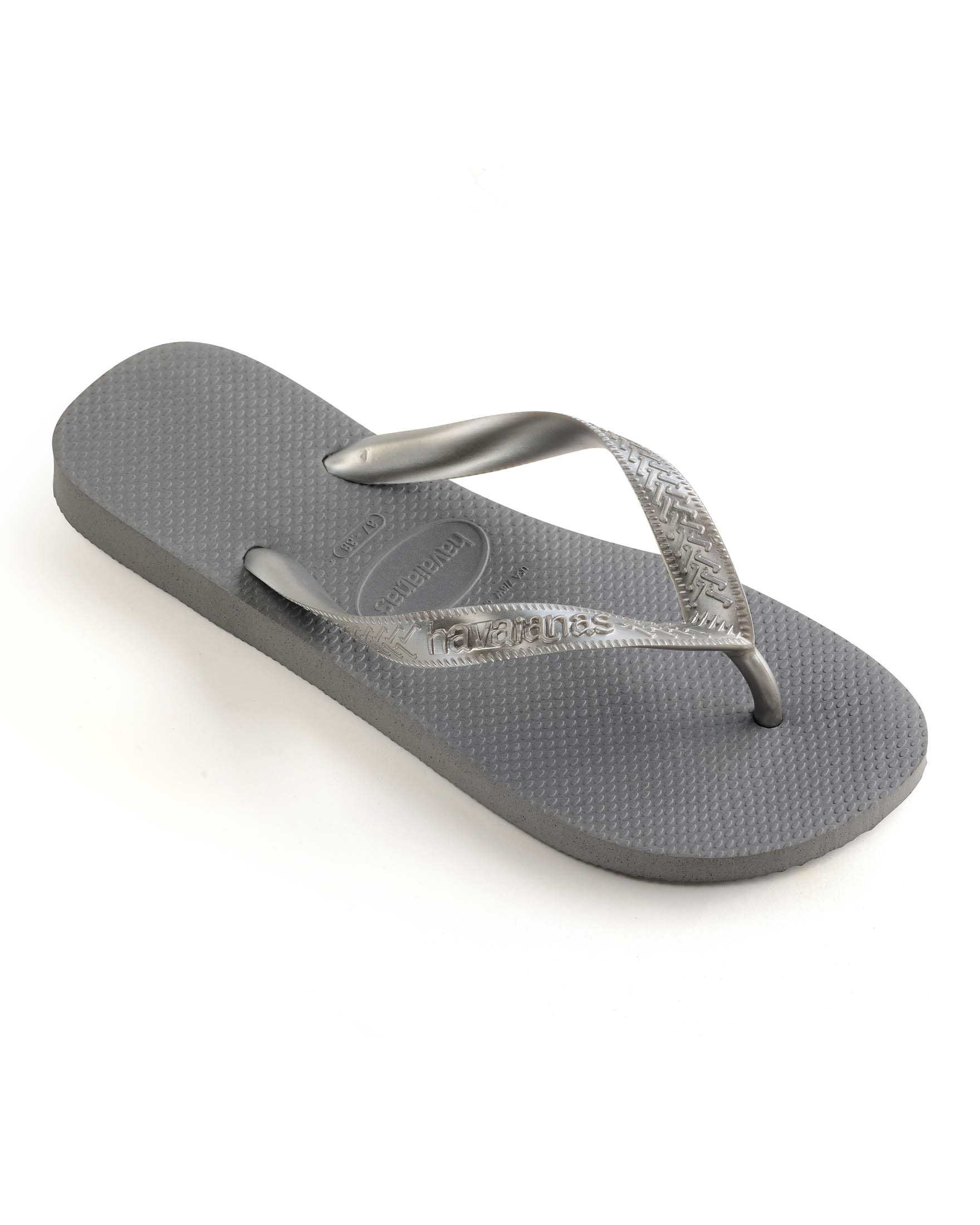 Havaianas Top Tiras color argento con fascette spesse metallizzate con logo in rilievo