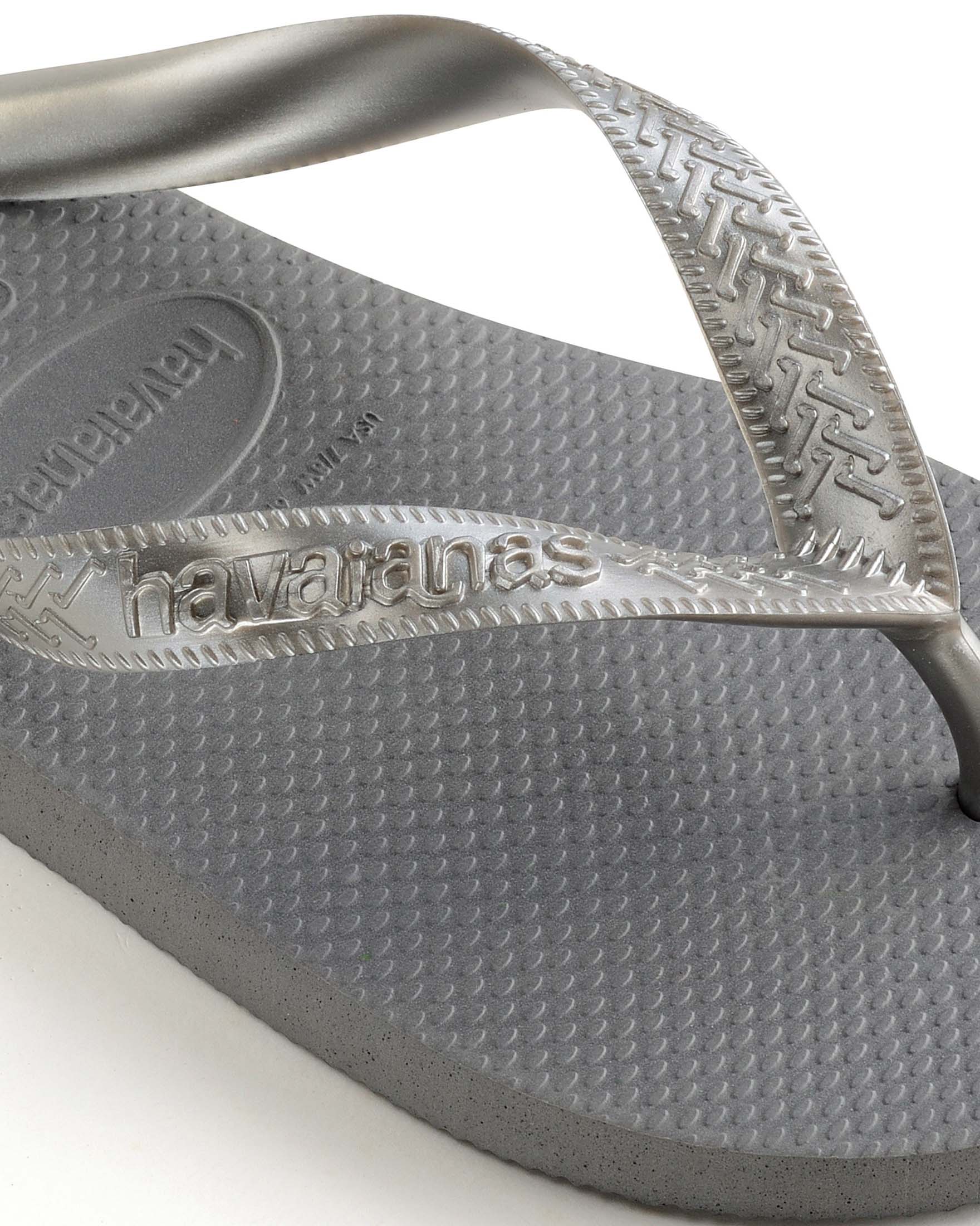 Havaianas Top Tiras color argento con fascette spesse metallizzate con logo in rilievo image