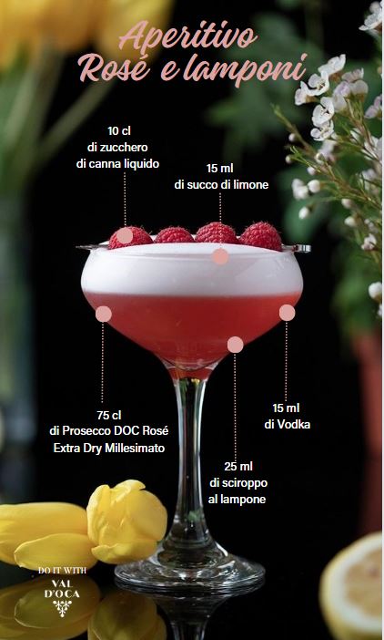 Aperitivo Prosecco Rosè e Lamponi: la ricetta Val d'Oca