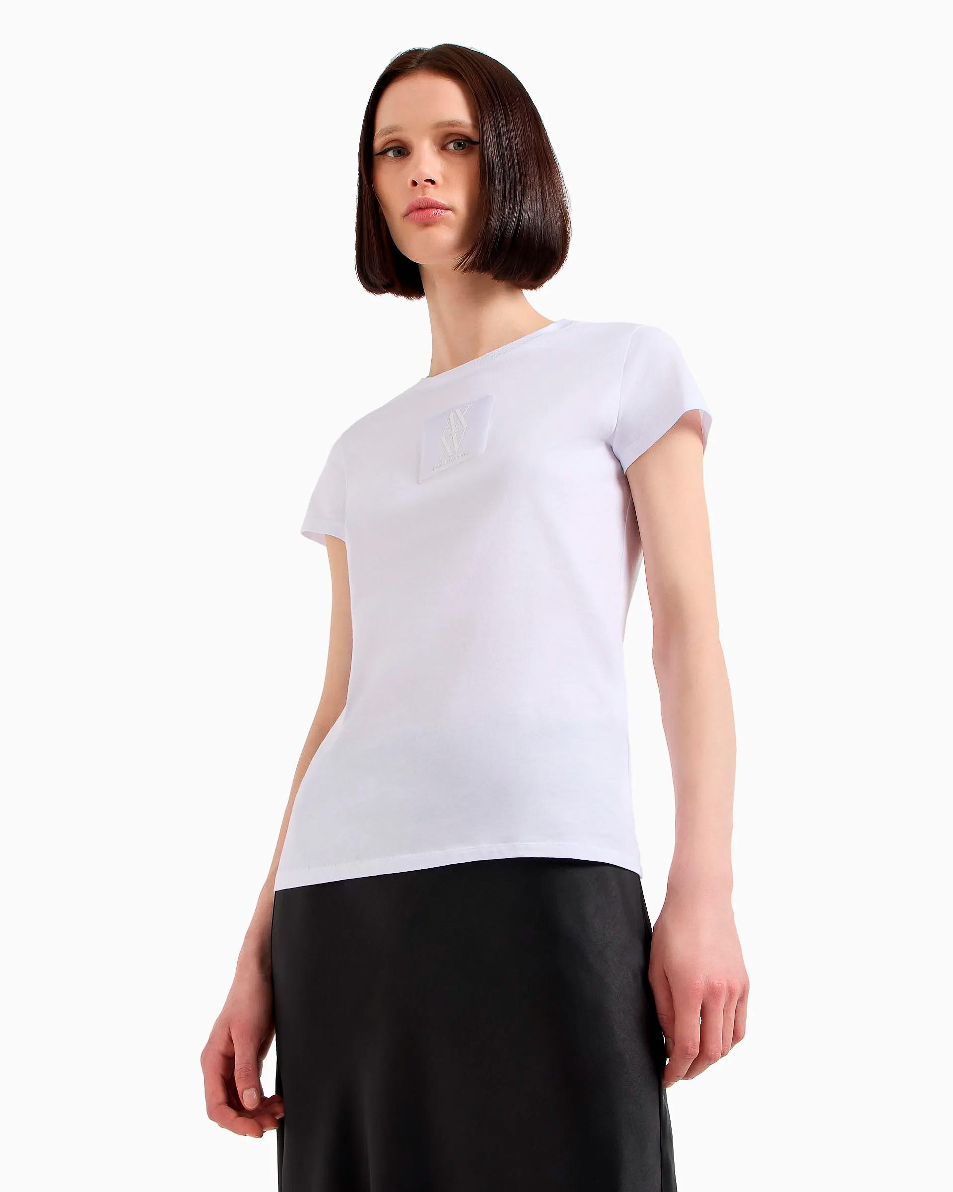 Please T-shirt bianca a maniche lunghe con stampa ML12030B77J main image 1