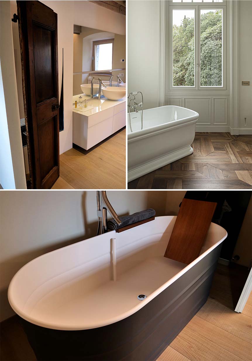 Bagni con pavimenti in legno