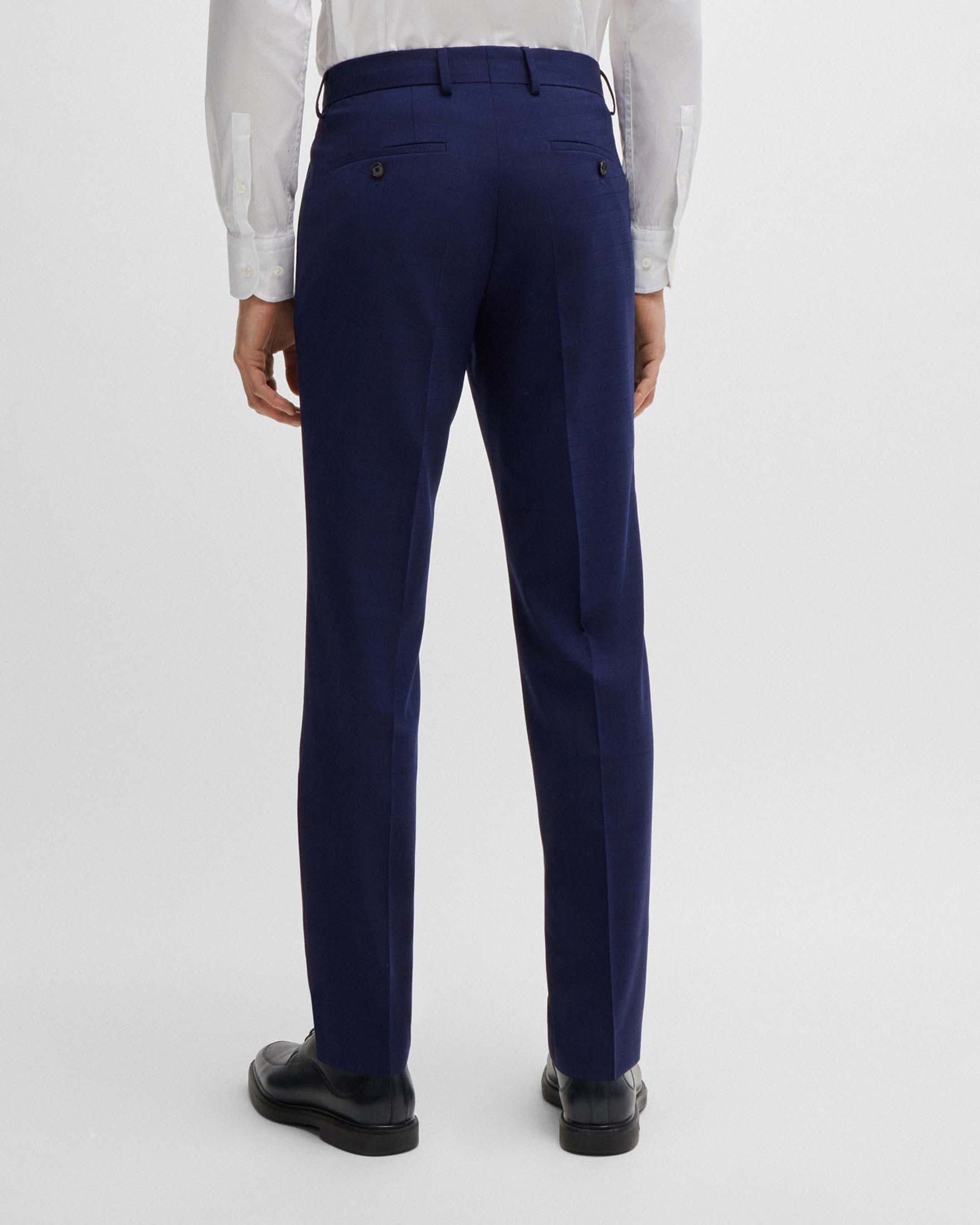 Abito Huge slim-fit blu indaco in tela di lana stretch principe di Galles con gilet
