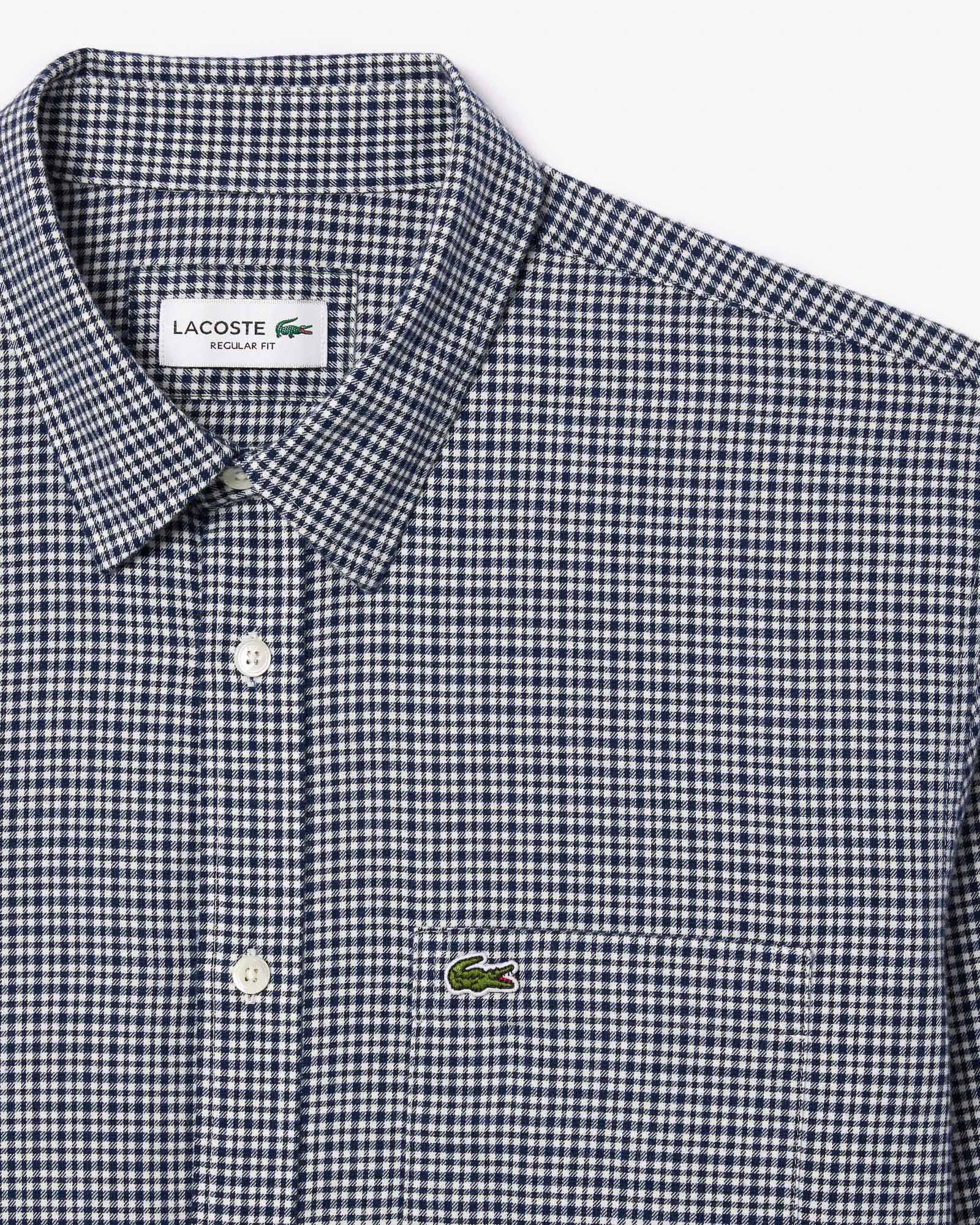 Camicia a quadretti bianca e blu in flanella di cotone con