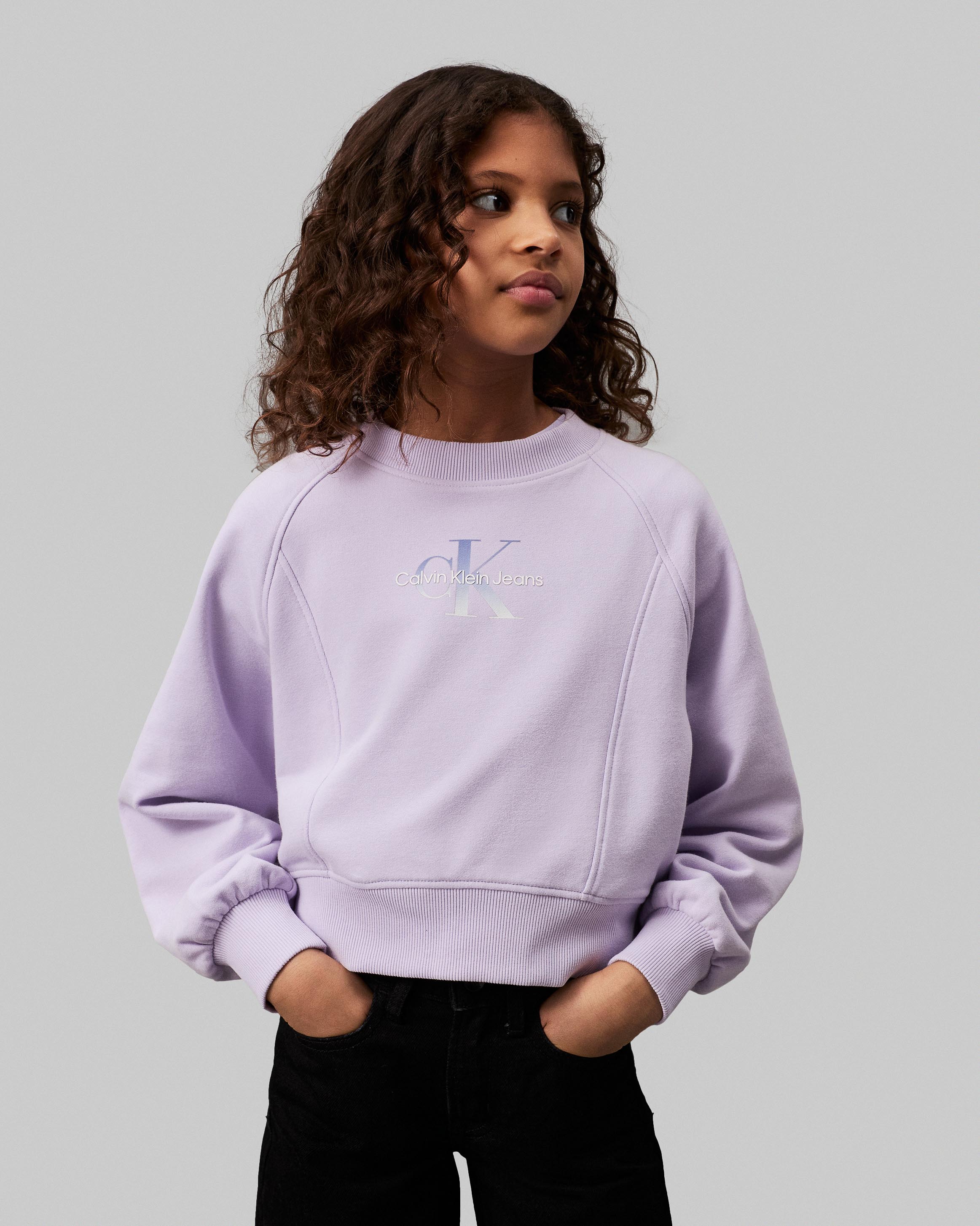 Felpa lilla in cotone stretch con logo sfumato