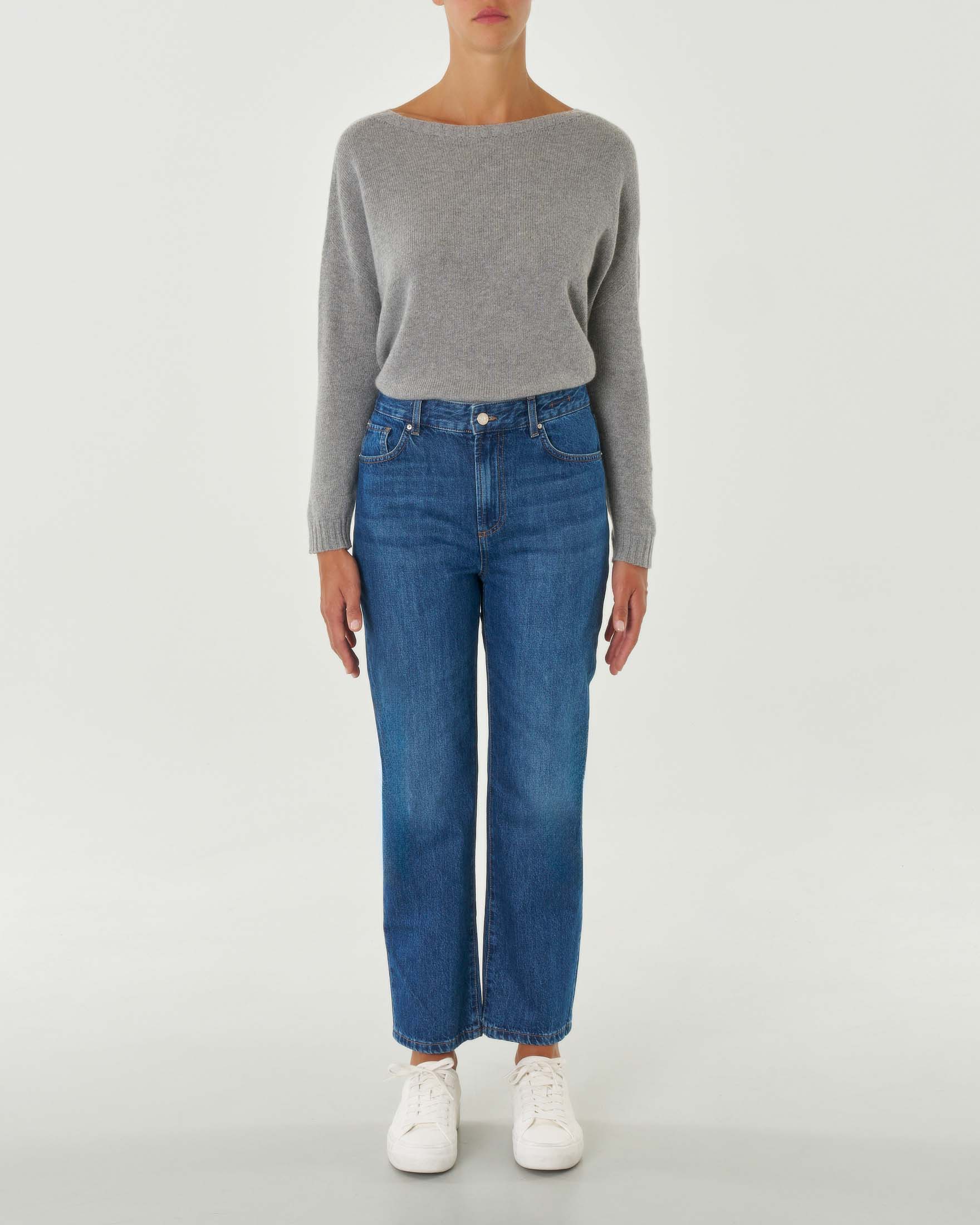 Jeans carrot fit blu stone washed in cotone