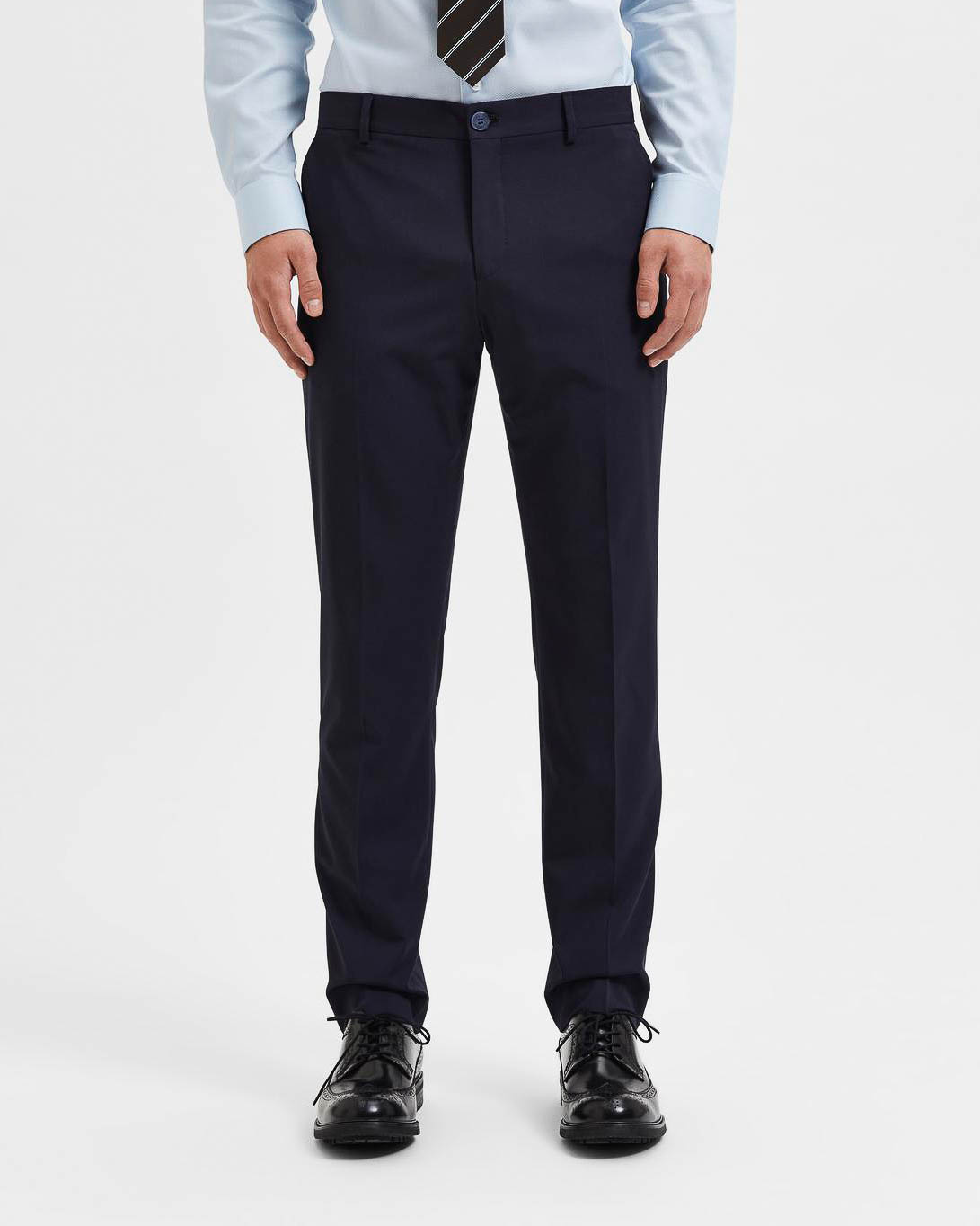 Pantaloni slim Selected Homme blu in tela di misto viscosa stretch