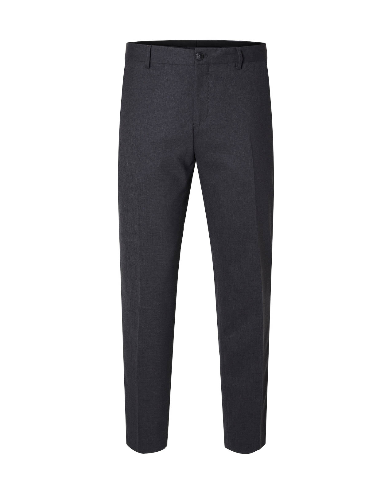 Pantaloni slim grigio antracite in tela di misto lana stretch microarmatura