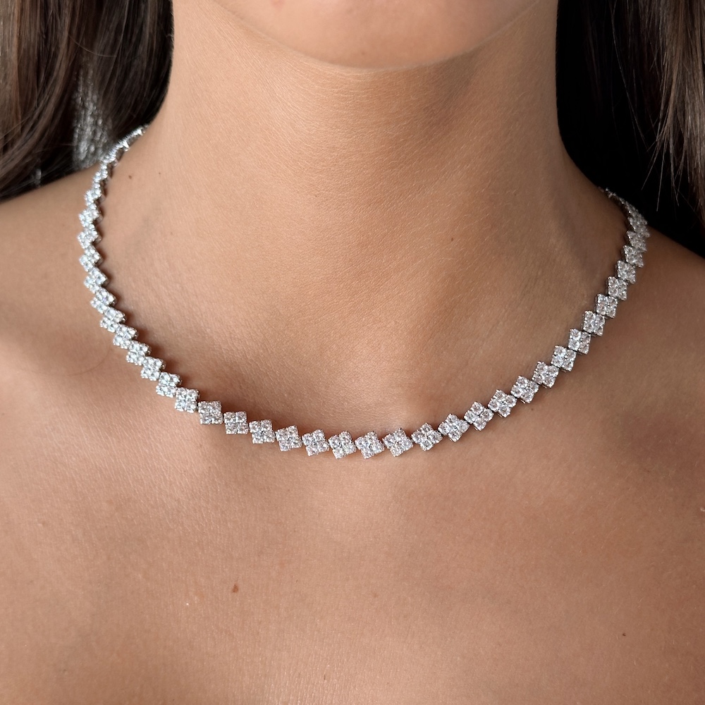 NKlaus Collana In Argento 925 Con Catena A Corda Taglio Diamante - Lunghezza 38cm Larghezza 3mm