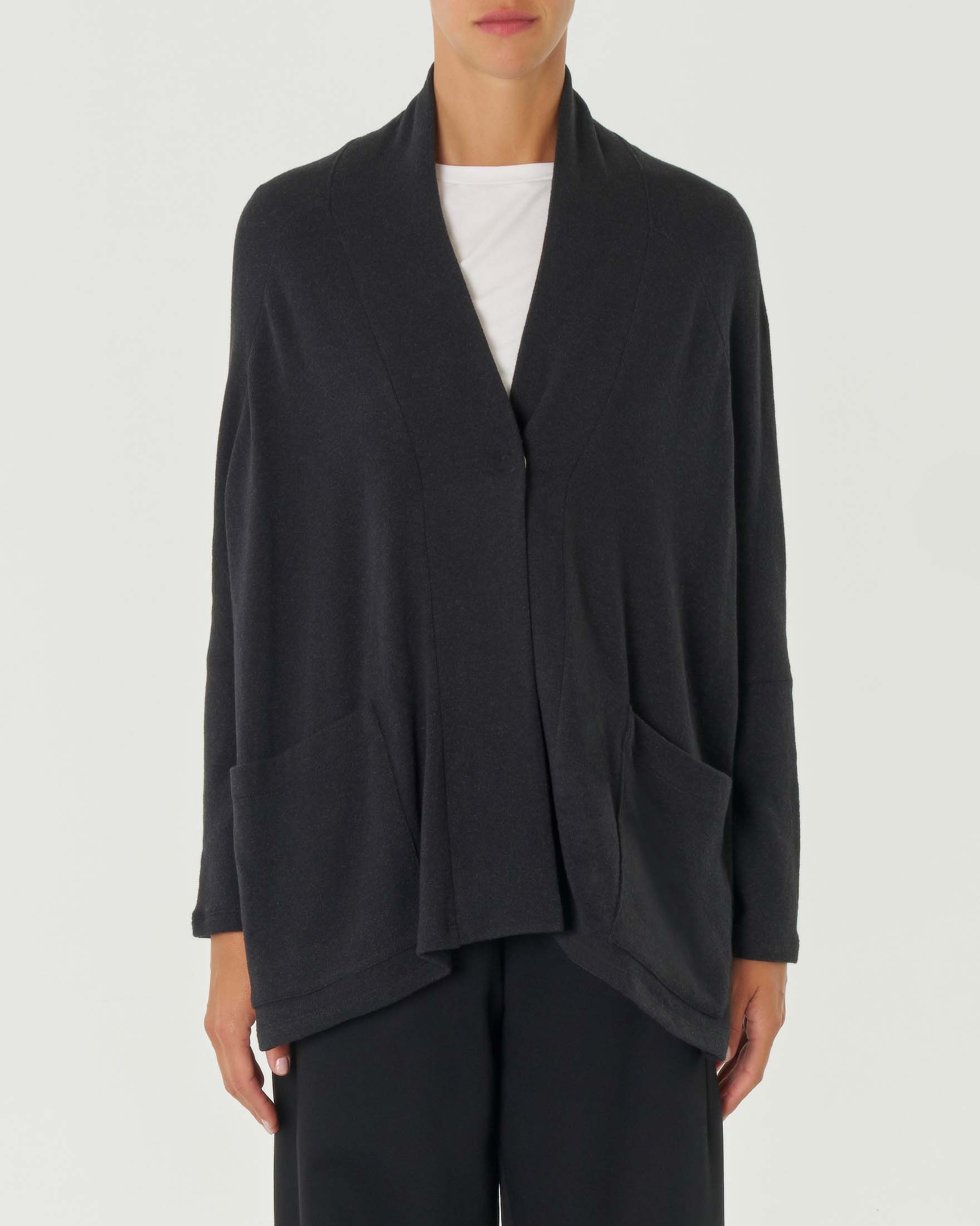 Cardigan over grigio antracite con scollo a V e chiusura a un bottone