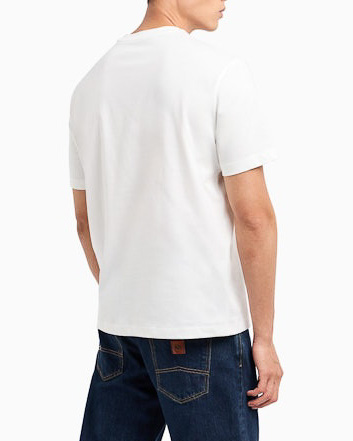 T-shirt bianca mezza manica con stampa fotografica e griglia a quadretti image