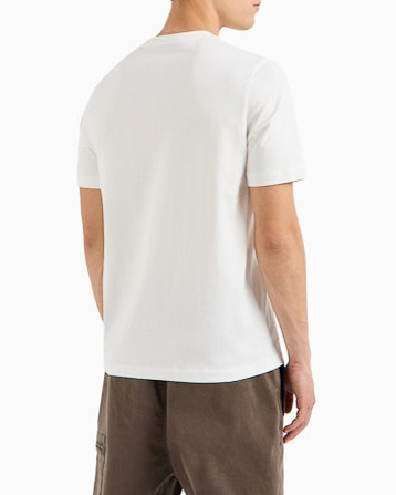 T-shirt bianca mezza manica con logo box centrale sul petto image