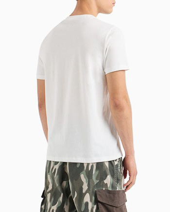 T-shirt bianca mezza manica con logo AX ripetuto stampato sul petto image