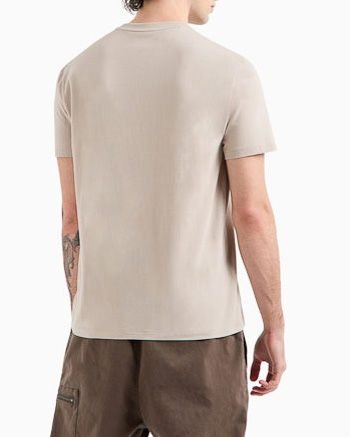 T-shirt beige mezza manica con logo AX ripetuto stampato sul petto image