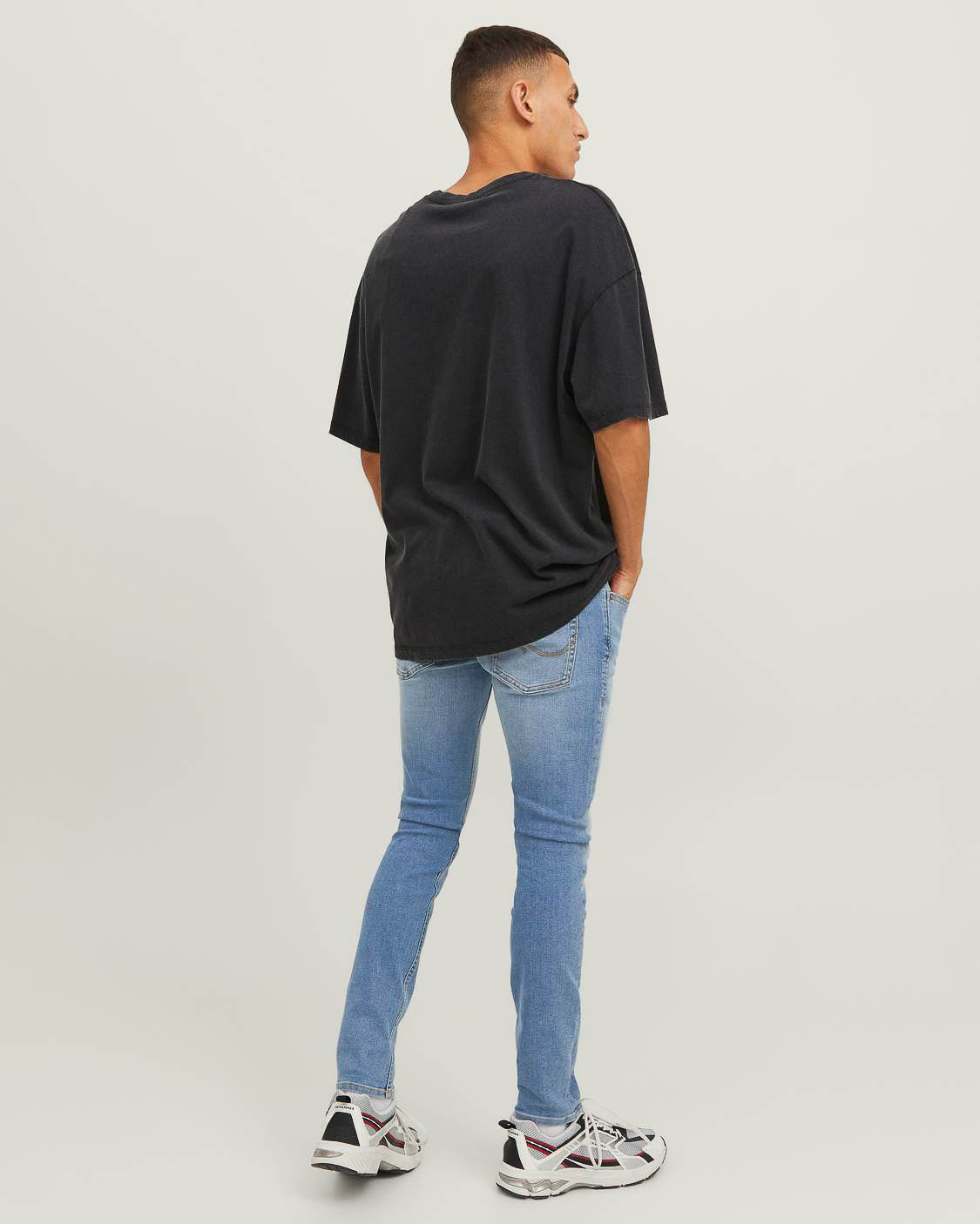 Jeans Jack & Jones Liam skinny a vita bassa in cotone stretch lavaggio chiaro super stone washed