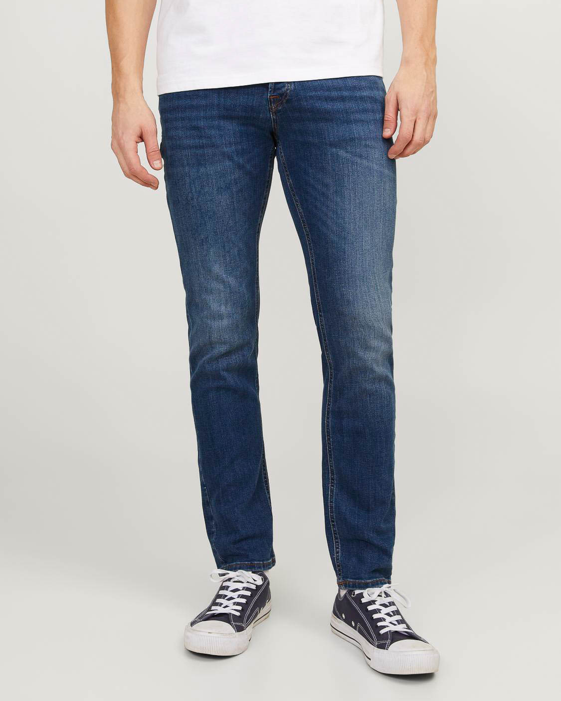 Jeans Tim slim-fit a gamba dritta in cotone stretch lavaggio medio con baffature