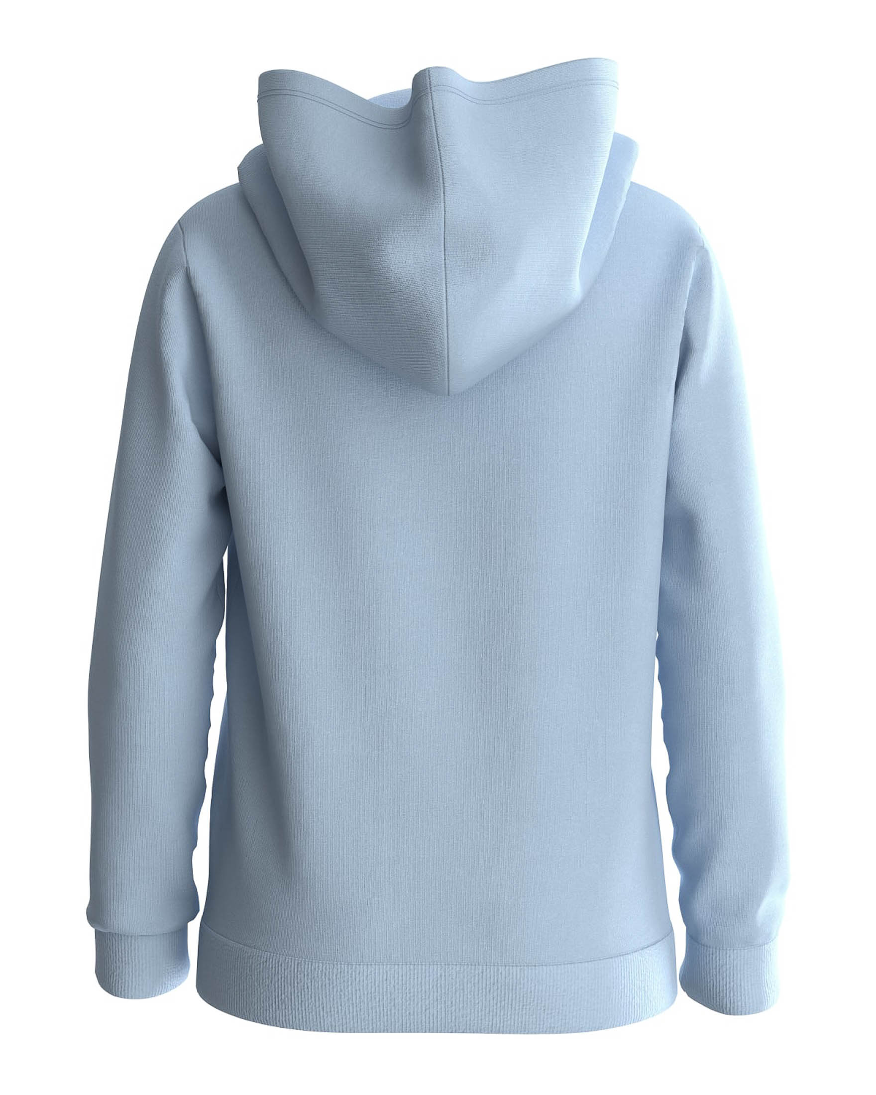 Felpa azzurra in cotone con cappuccio e logo triangolare metallizzato