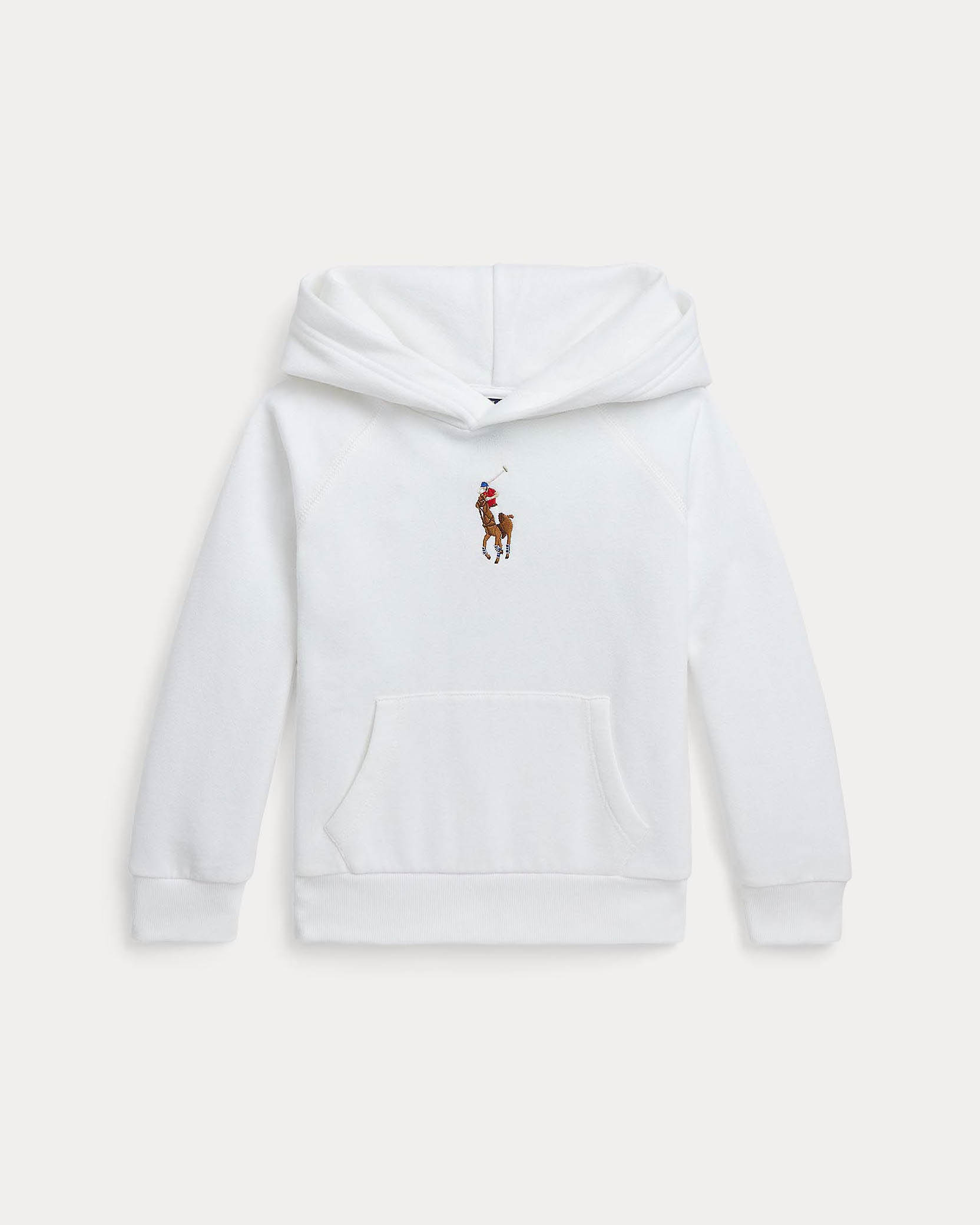 Felpa Polo bianca in misto cotone con cappuccio e logo pony