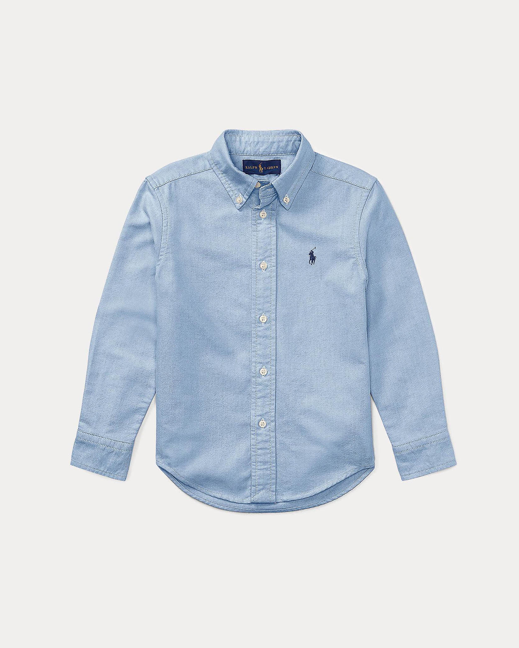 Camicia Polo azzurra Oxford in cotone con logo pony blu