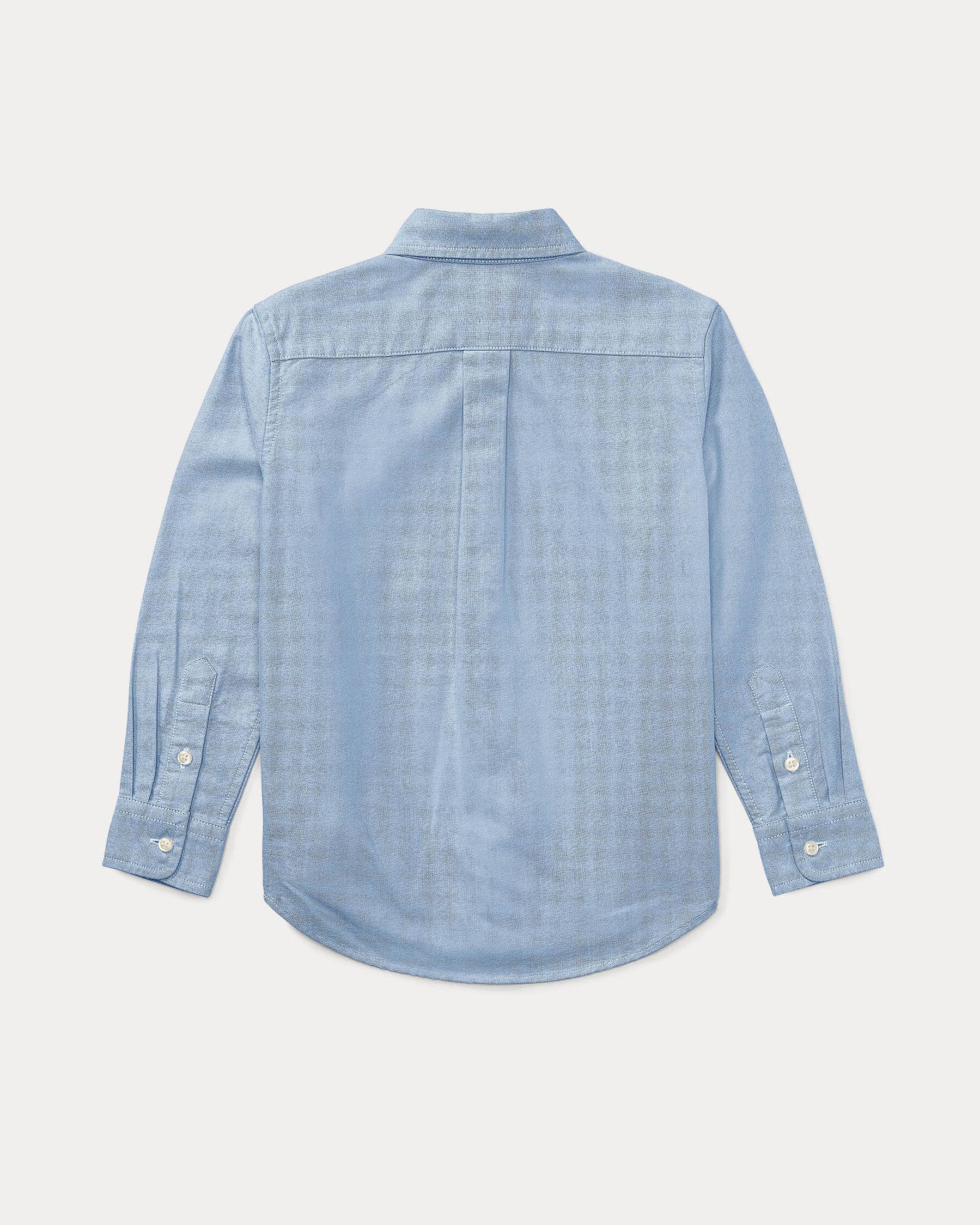 Camicia Polo Ralph Lauren azzurra Oxford in cotone con logo pony blu image