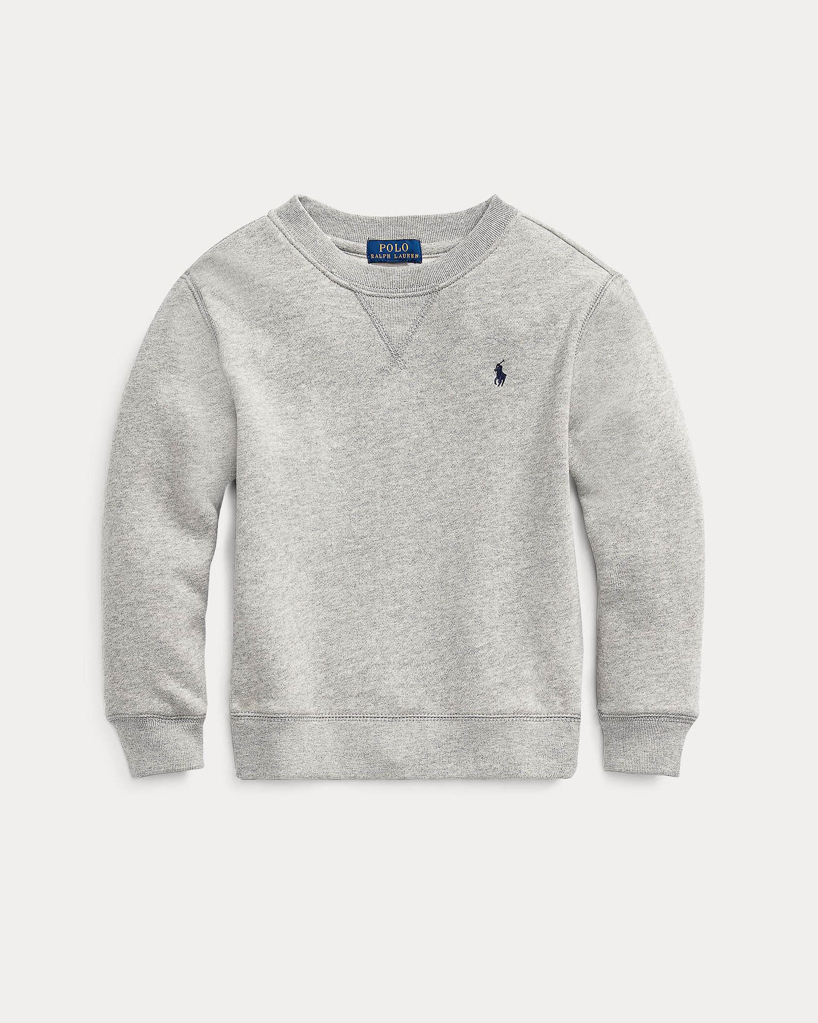 Felpa Polo grigia in misto cotone con logo pony blu