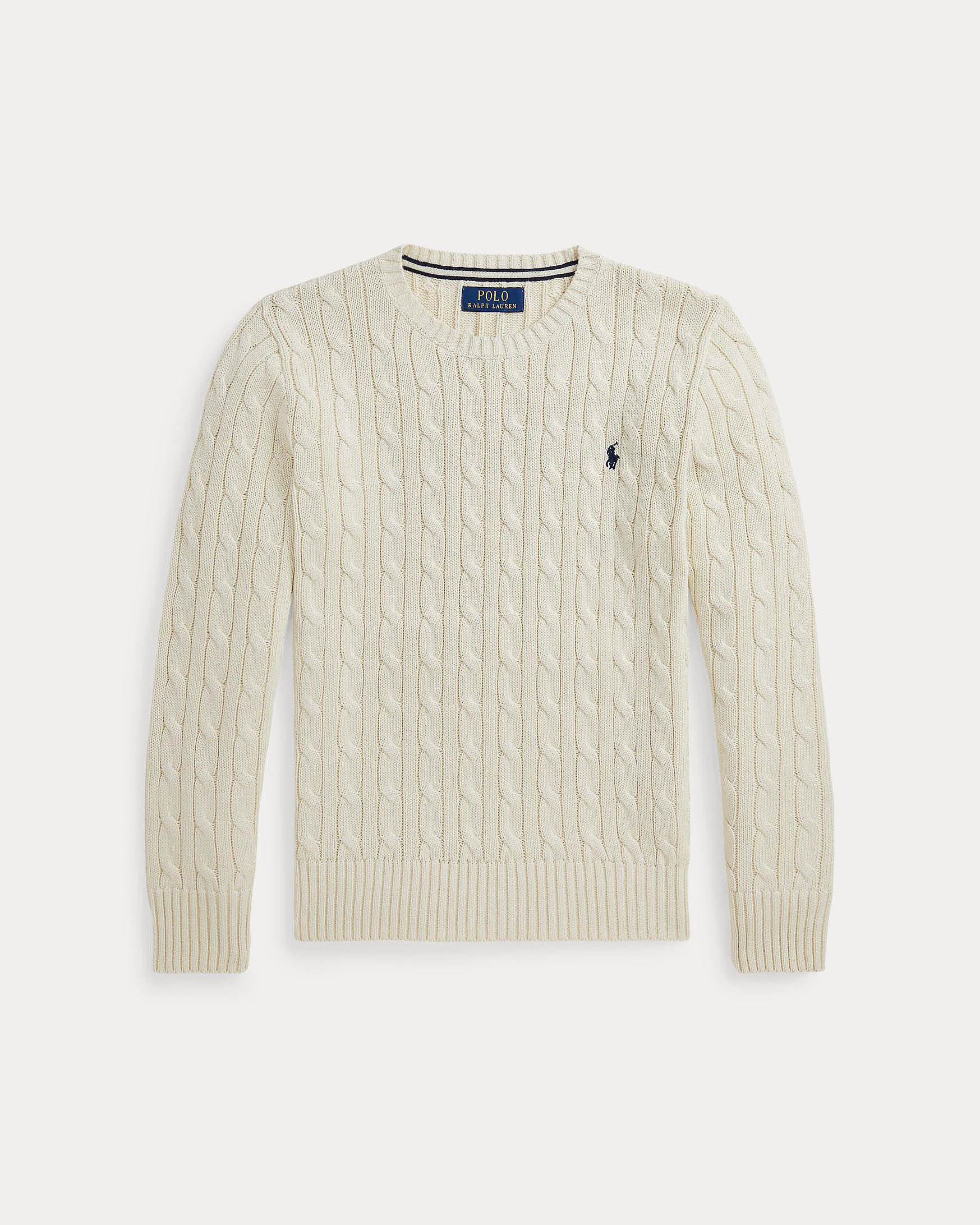 Maglia panna in cotone a trecce
