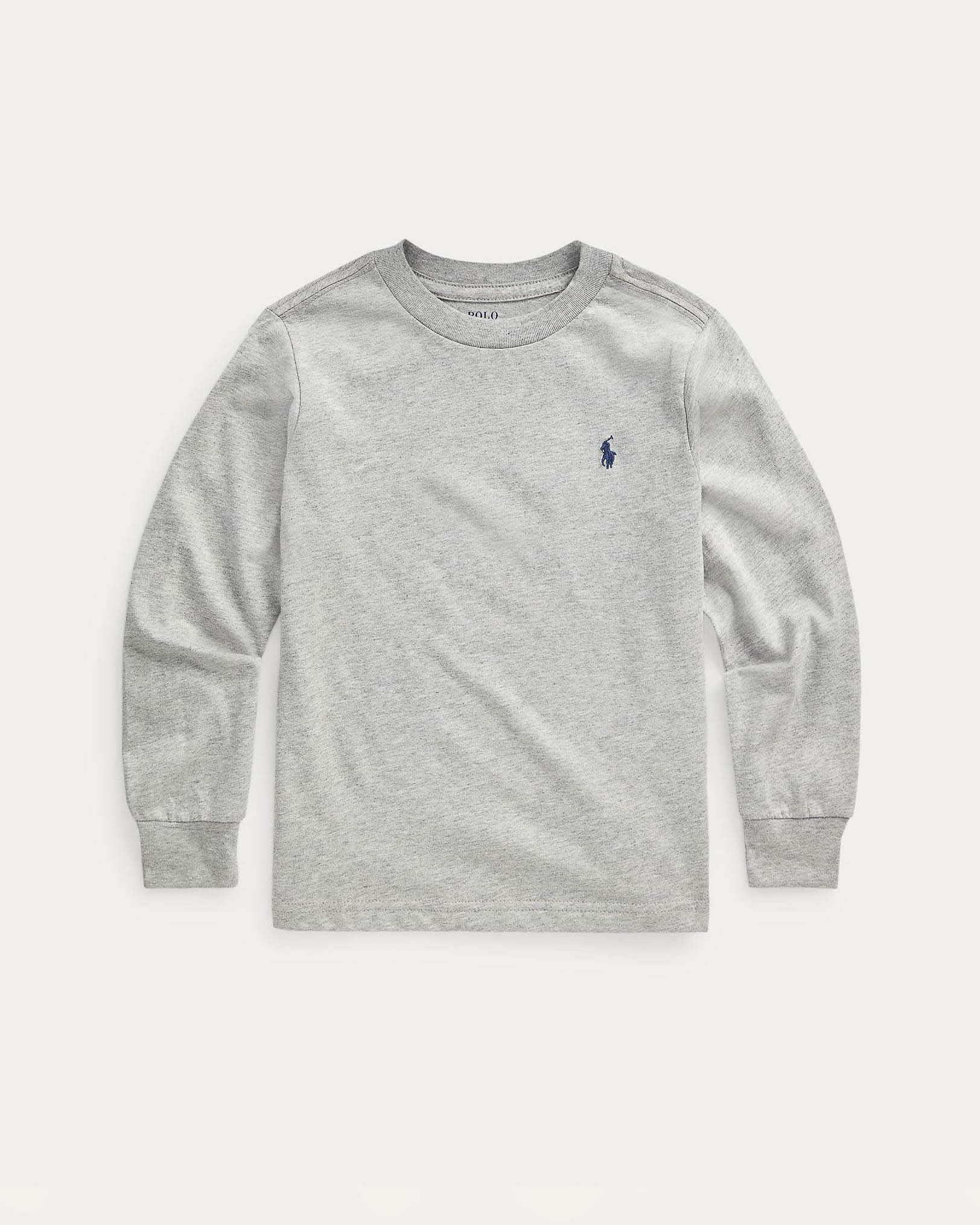 T-shirt Ralph Lauren grigia in puro cotone a maniche lunghe con polsini