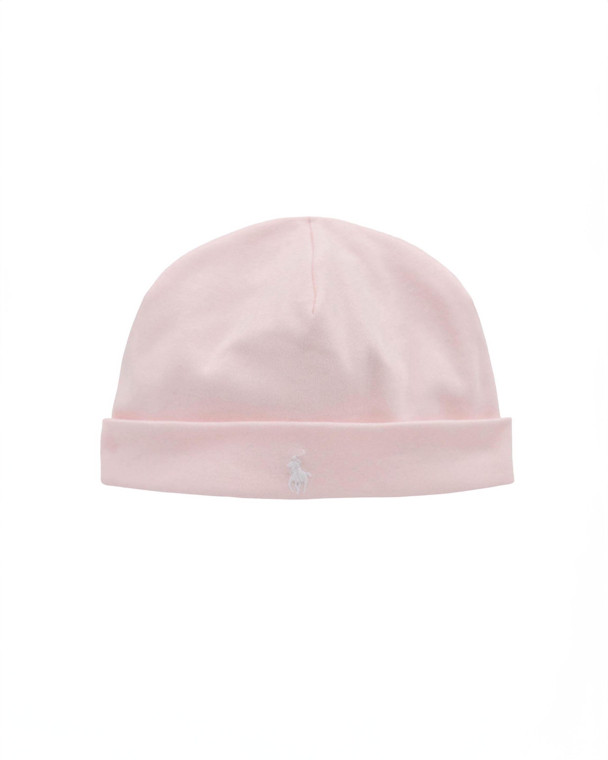Berretto Polo rosa in puro cotone con logo