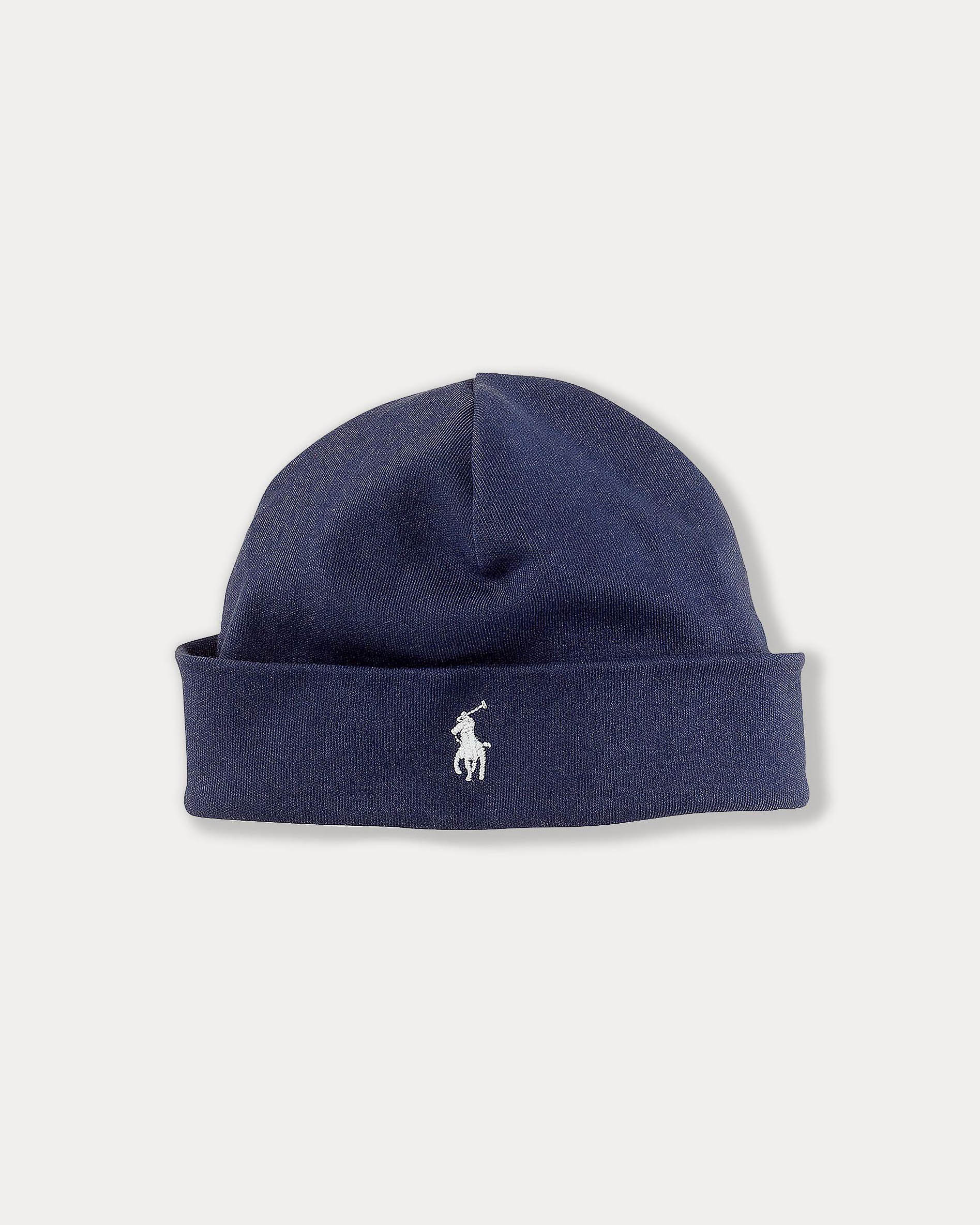 Berretto Polo blu in puro cotone con logo