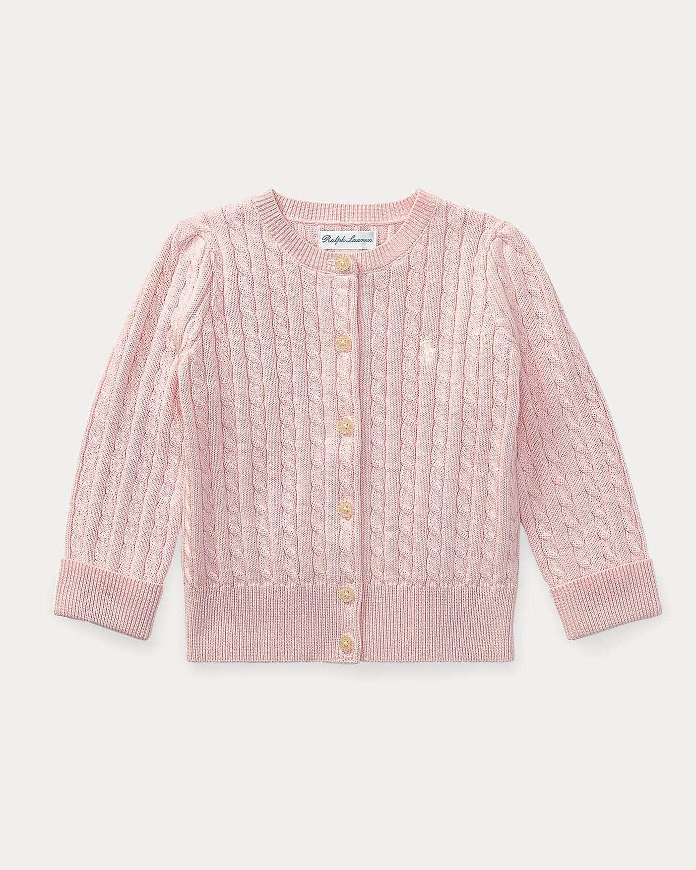 Cardigan rosa Polo in cotone a trecce