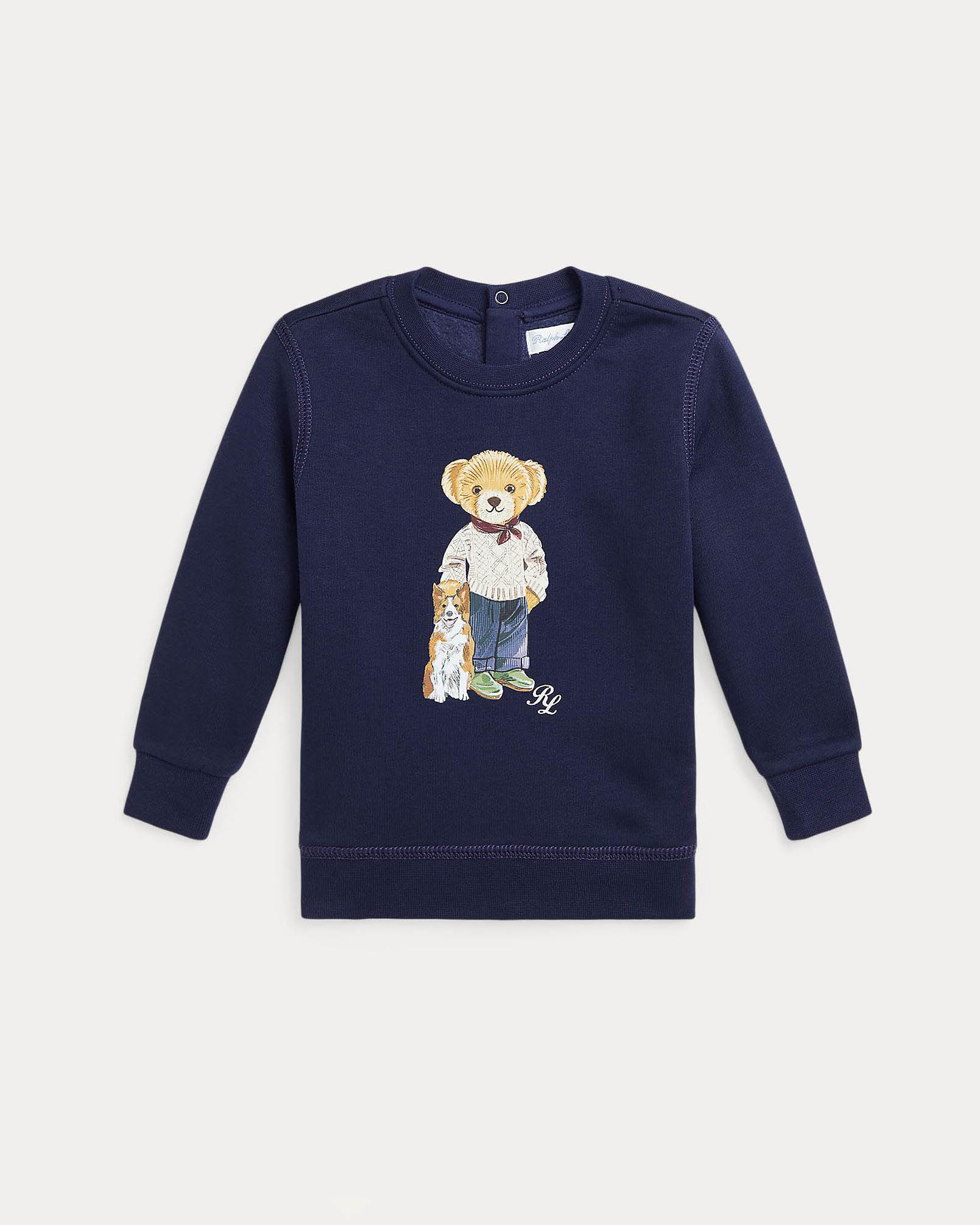 Felpa Polo Ralph Lauren blu in misto cotone con stampa orsetto