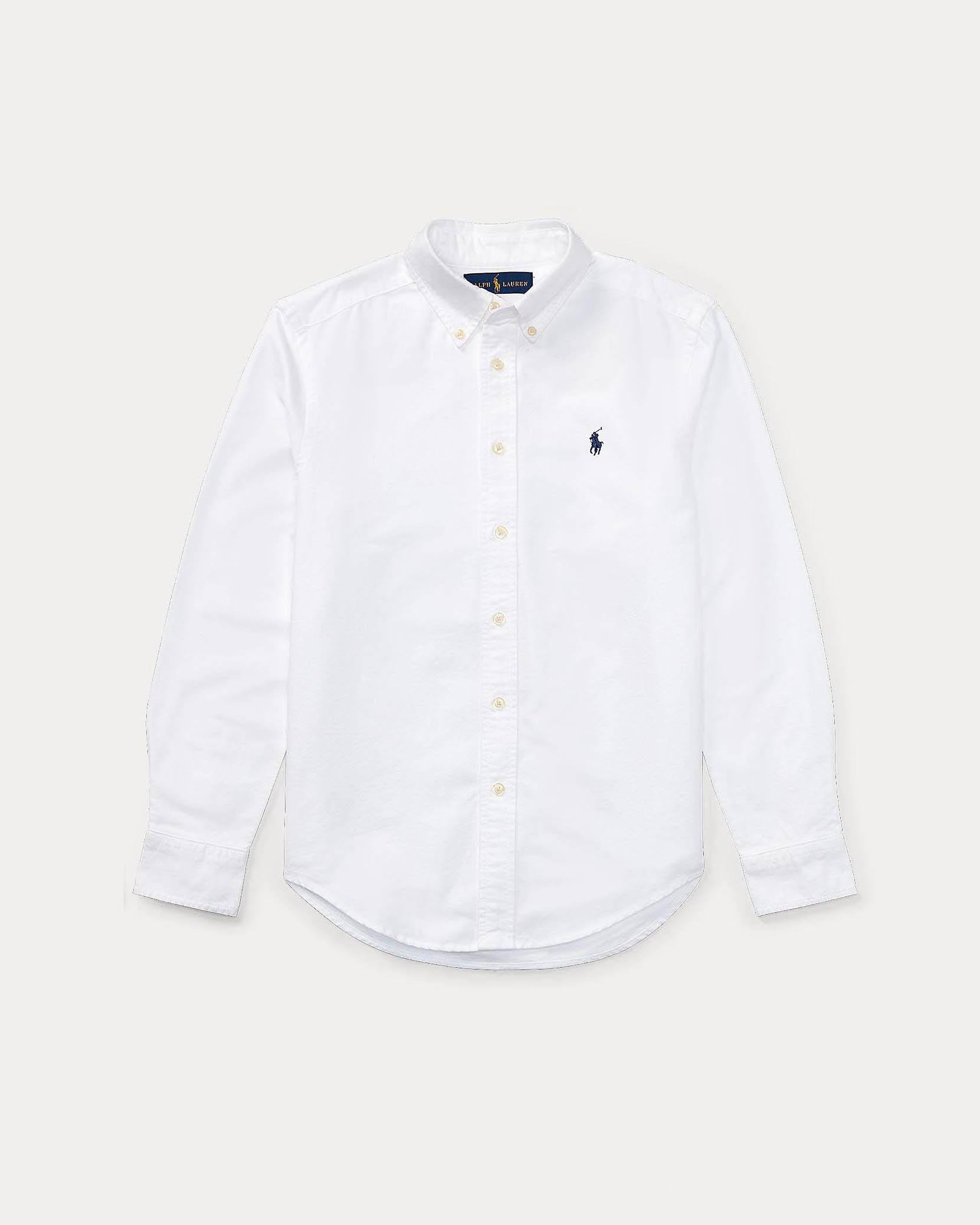 Camicia Polo bianca Oxford in cotone con logo pony blu