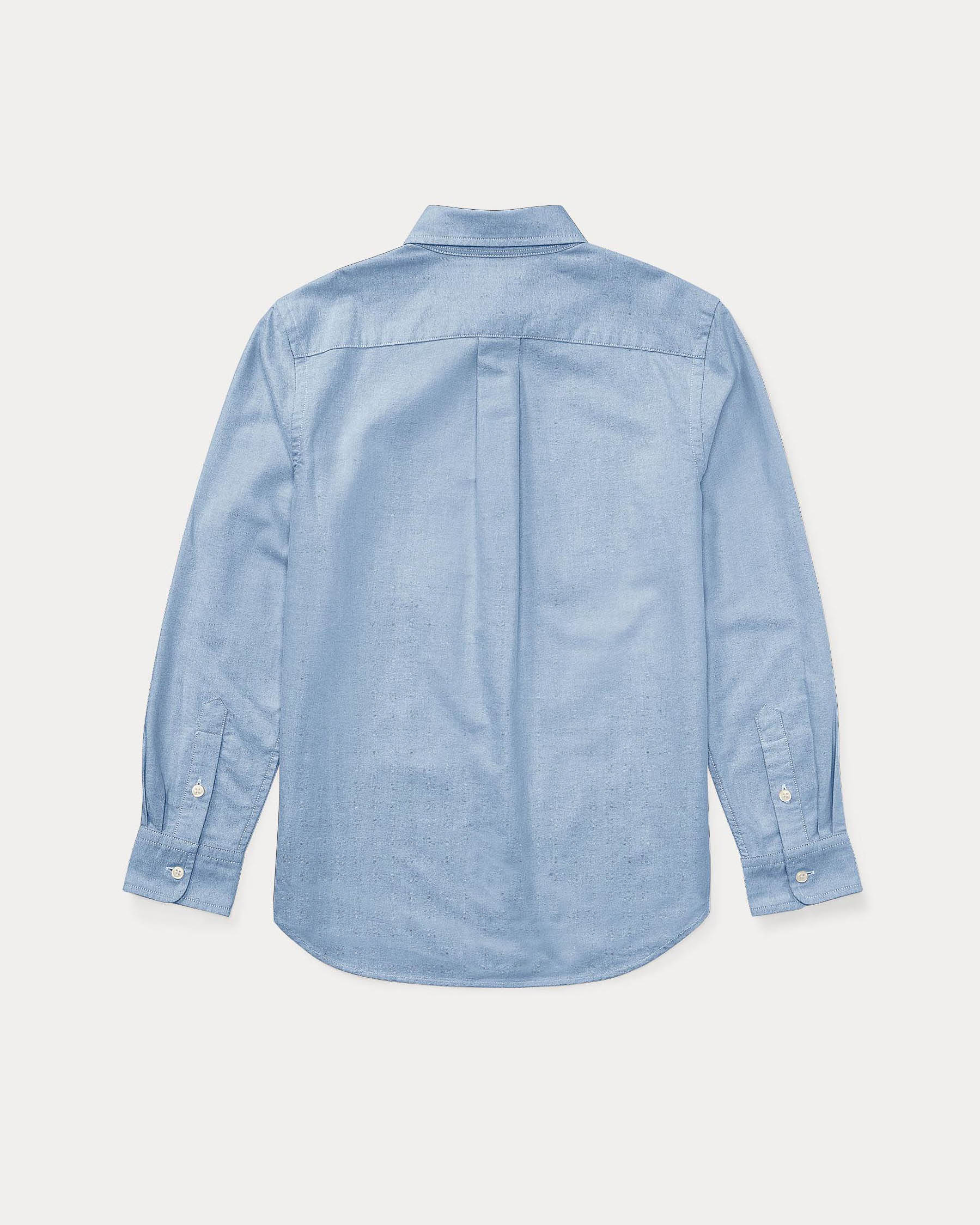 Camicia Polo Ralph Lauren azzurra Oxford in cotone con logo pony blu image