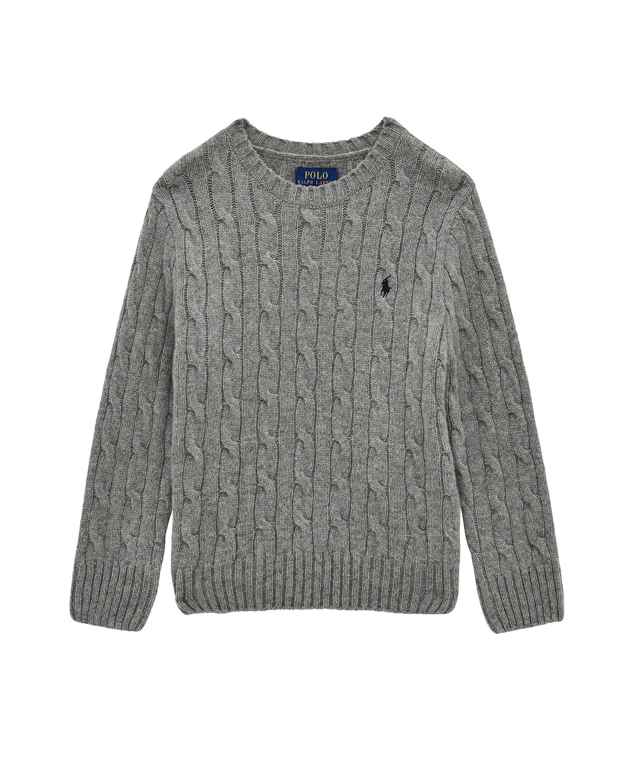 Maglia grigia Polo Ralph Lauren in lana e cashmere a trecce