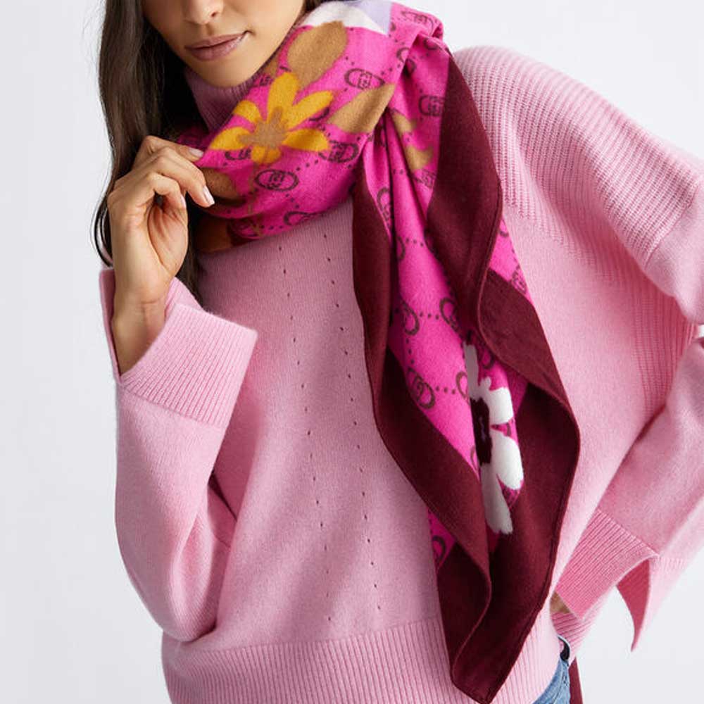 Liu-Jo Foulard Floreale 2F4097T0300 Con Logo Colore Fucsia