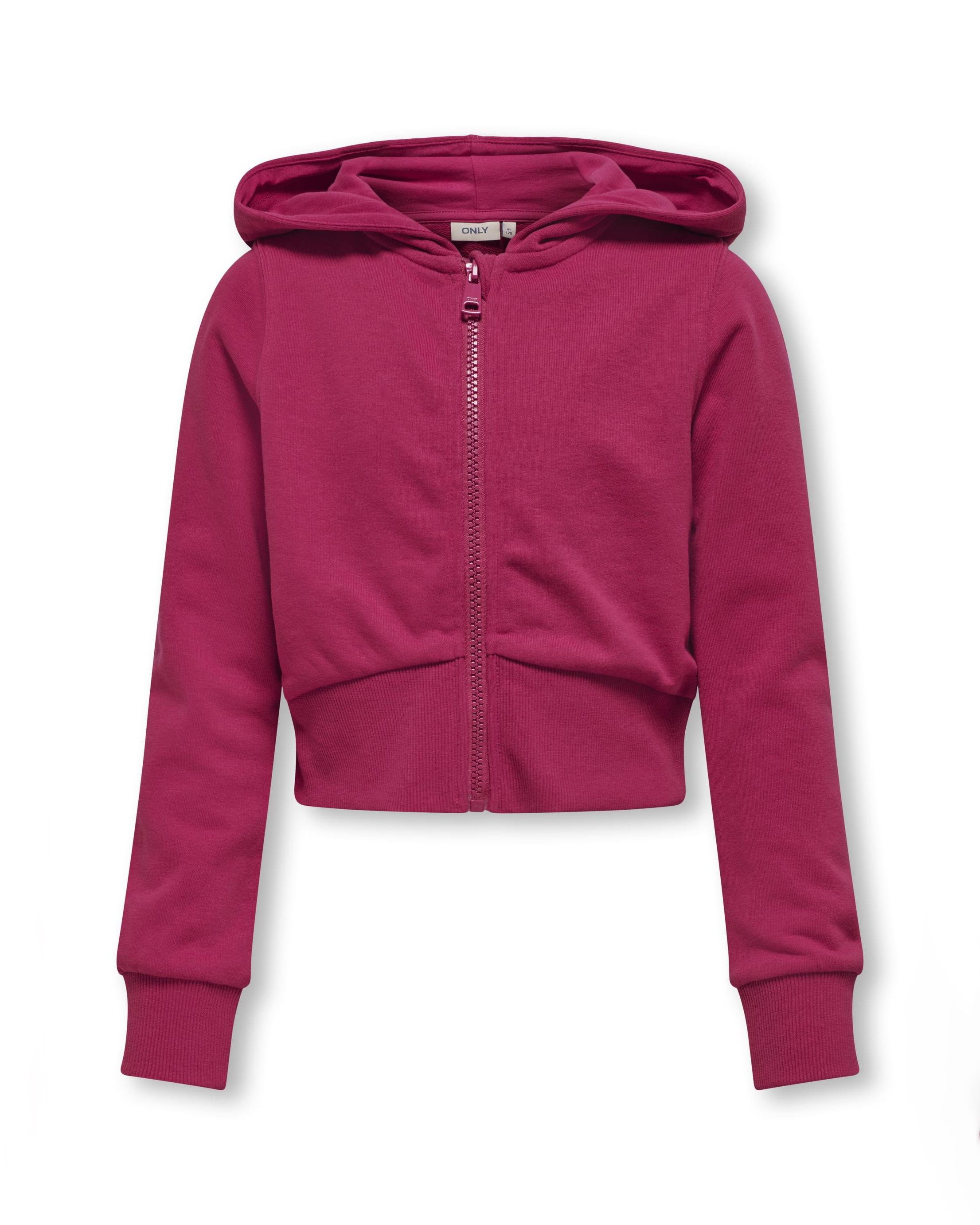Felpa cropped in misto cotone bordeaux con cappuccio e zip