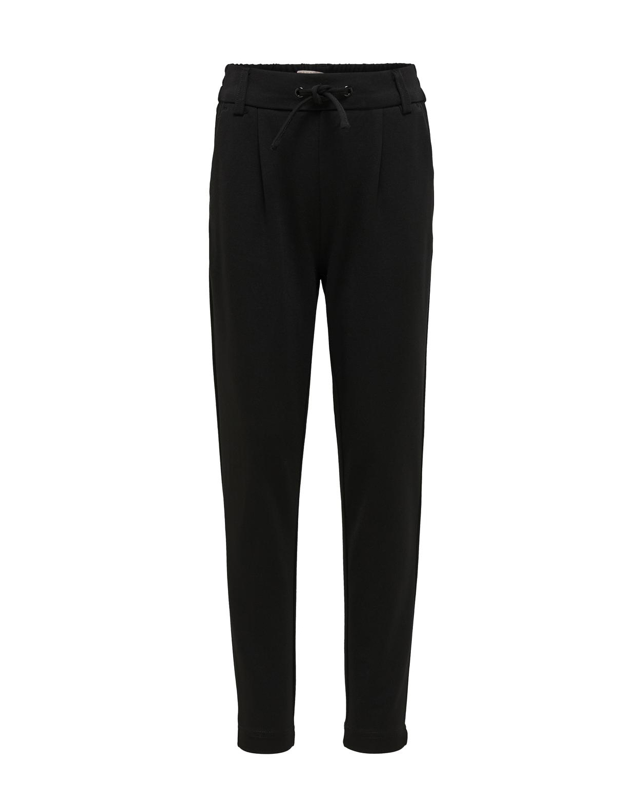 Pantalone regular fit nero in viscosa stretch con coulisse