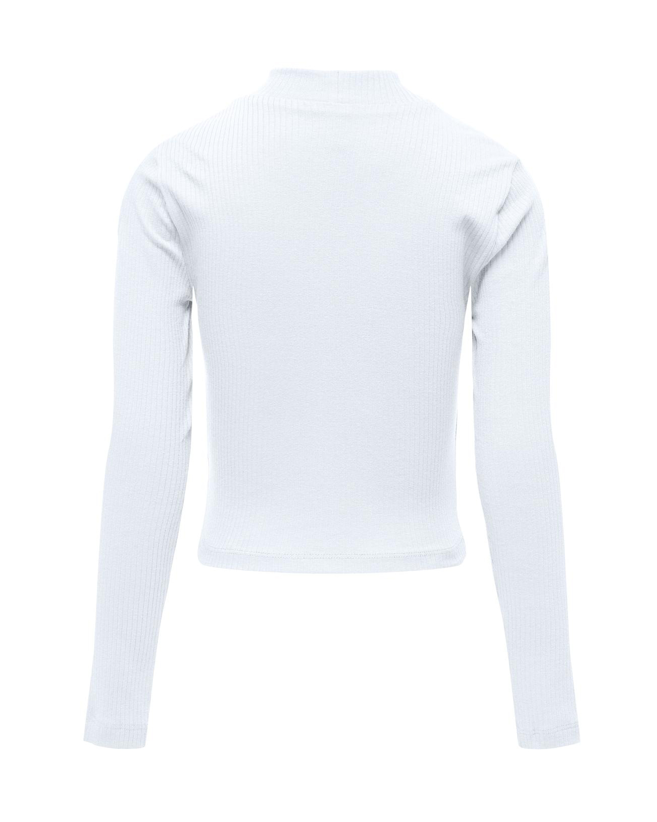 Lupetto in cotone stretch bianco a costine e maniche lunghe image