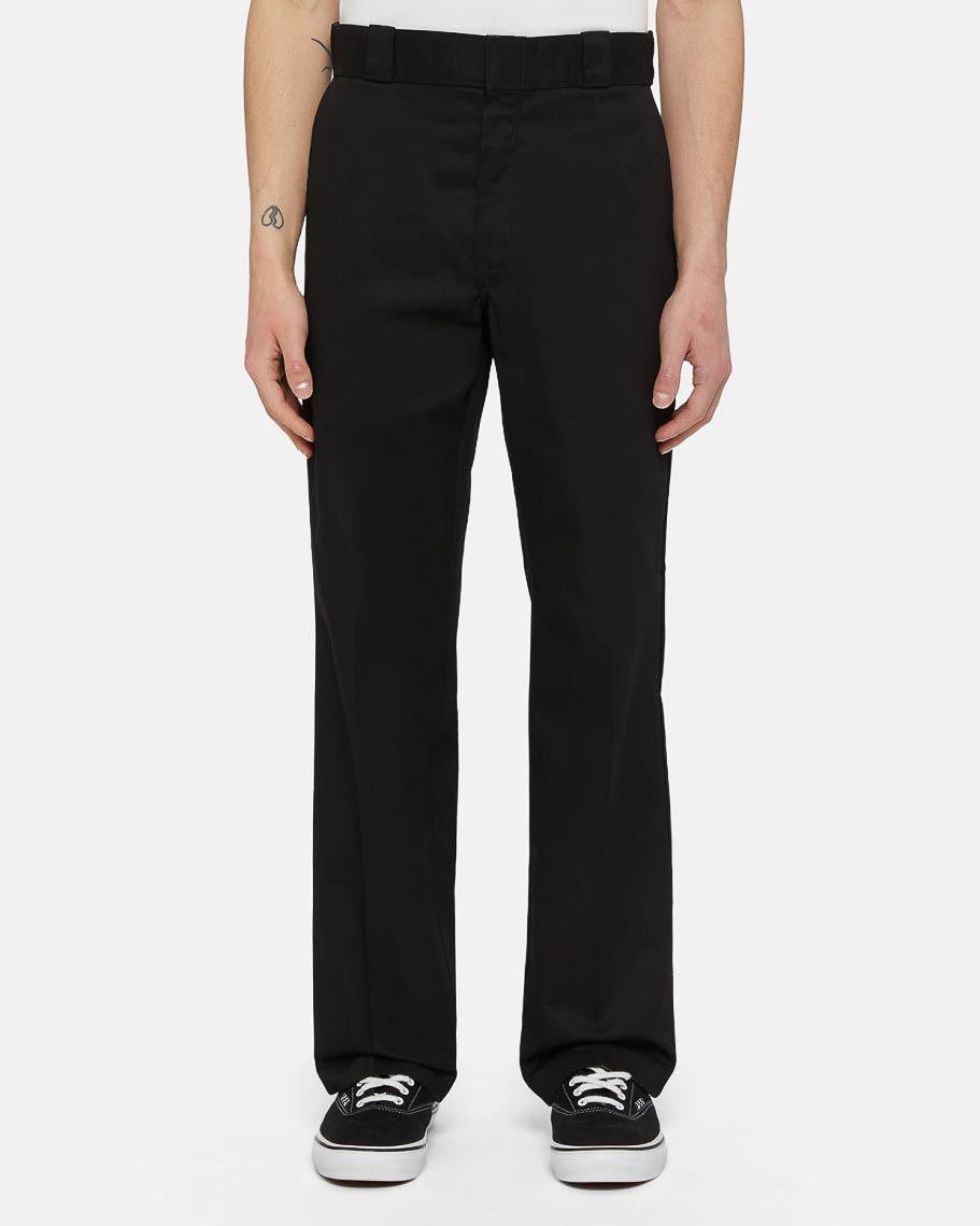 Pantaloni da lavoro neri in twill a vita alta e gamba dritta