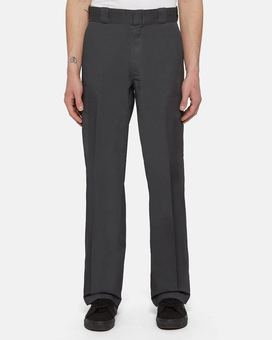 Pantaloni da lavoro color antracite in twill a vita alta e gamba dritta