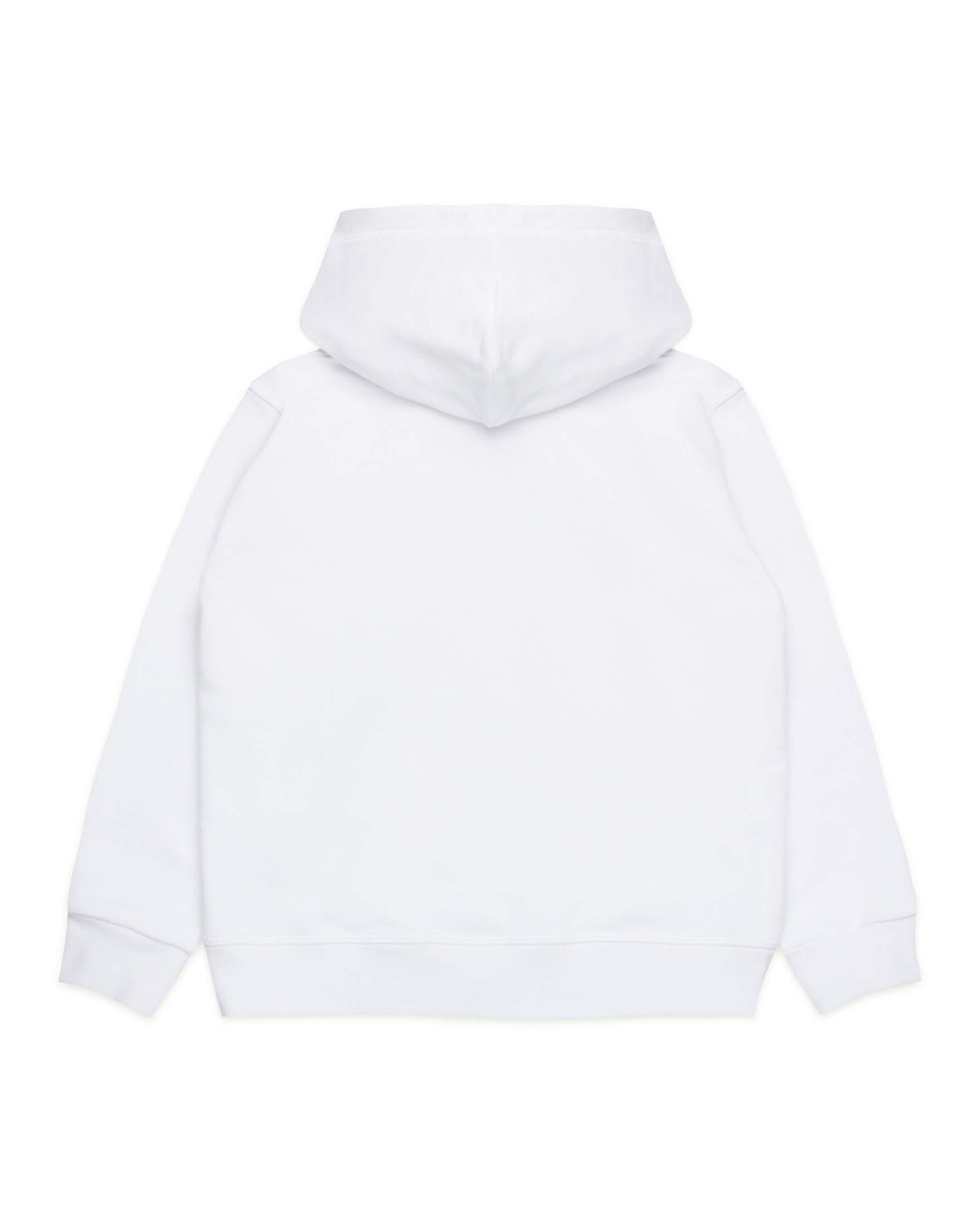 Felpa bianca in cotone con cappuccio e stampa logo Icon nera